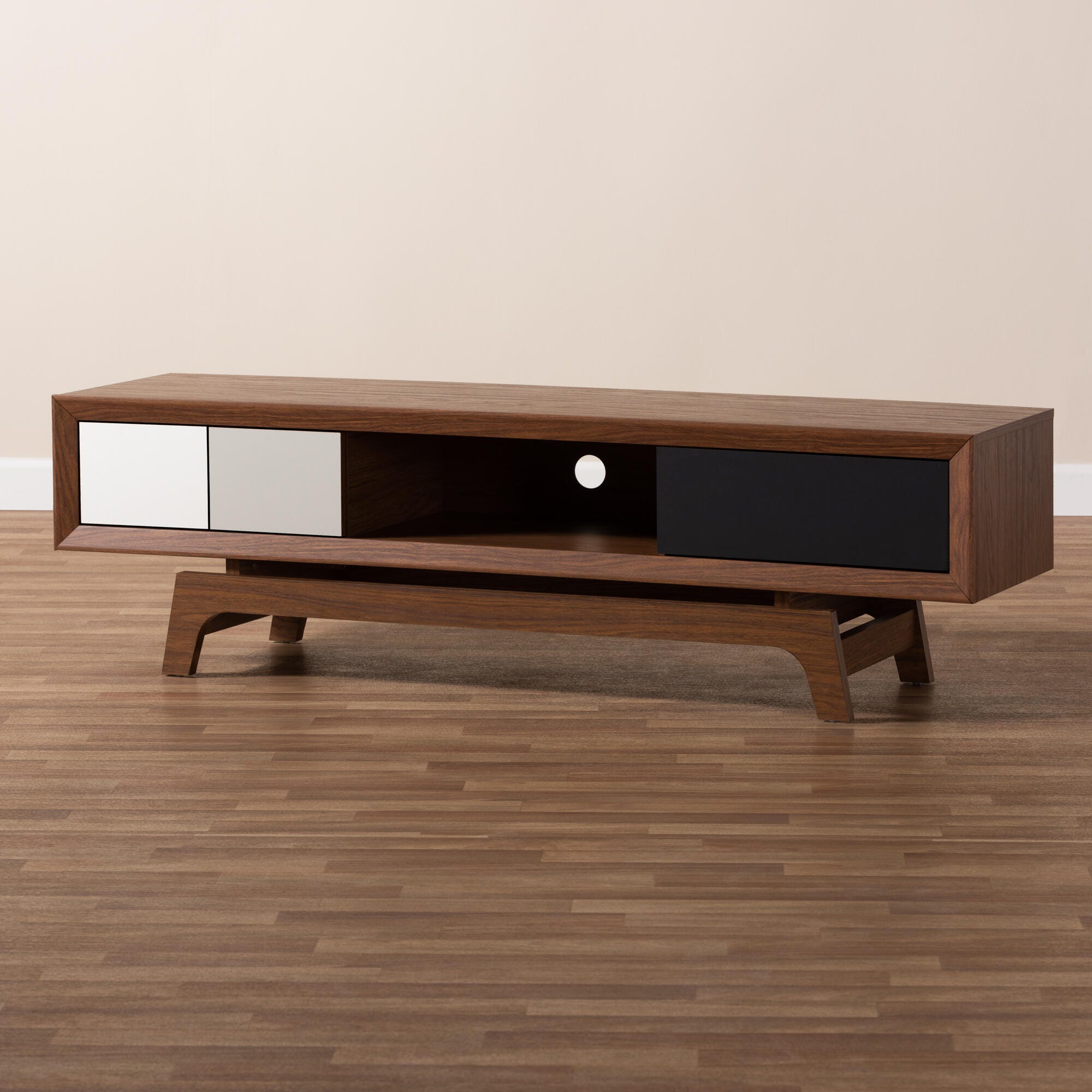 Baxton Studio Mid-Century Modern 3-Drawer TV Stand, , large