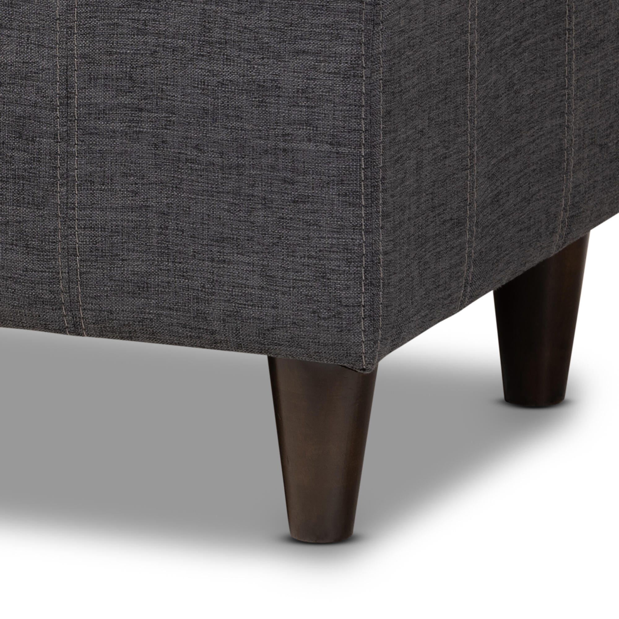 Baxton Studio Mid-Century Modern Upholstered Storage Bench Ottoman, Dark Gray, large