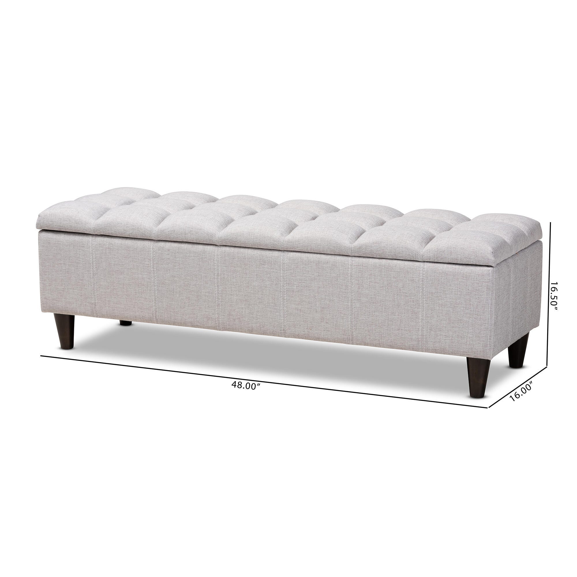 Baxton Studio Mid-Century Modern Upholstered Storage Bench Ottoman, Light Gray, large