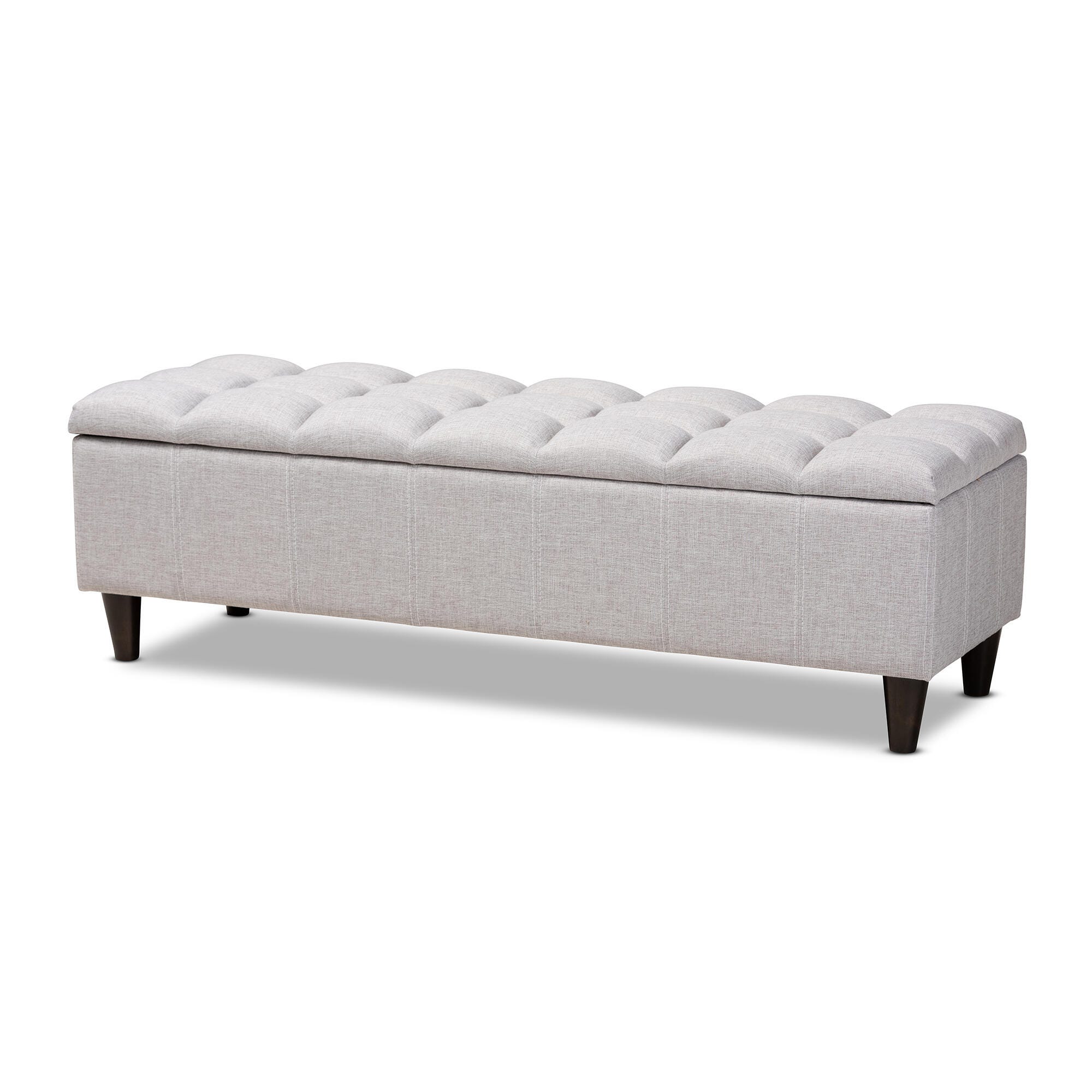 Baxton Studio Mid-Century Modern Upholstered Storage Bench Ottoman, Light Gray, large