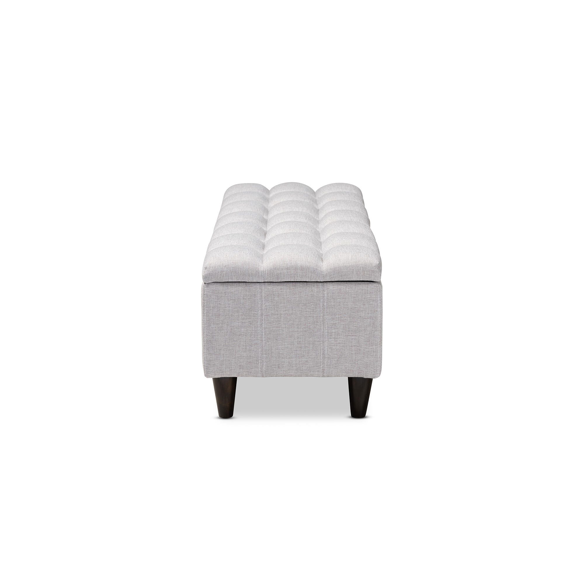 Baxton Studio Mid-Century Modern Upholstered Storage Bench Ottoman, Light Gray, large