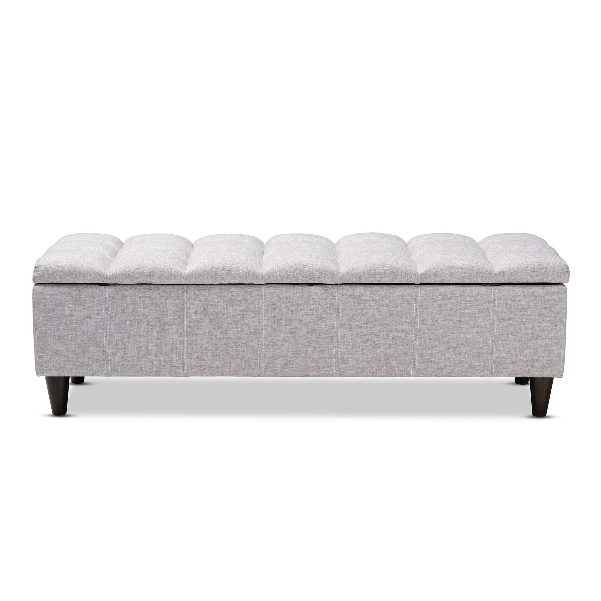 Baxton Studio Mid-Century Modern Upholstered Storage Bench Ottoman, Light Gray, large