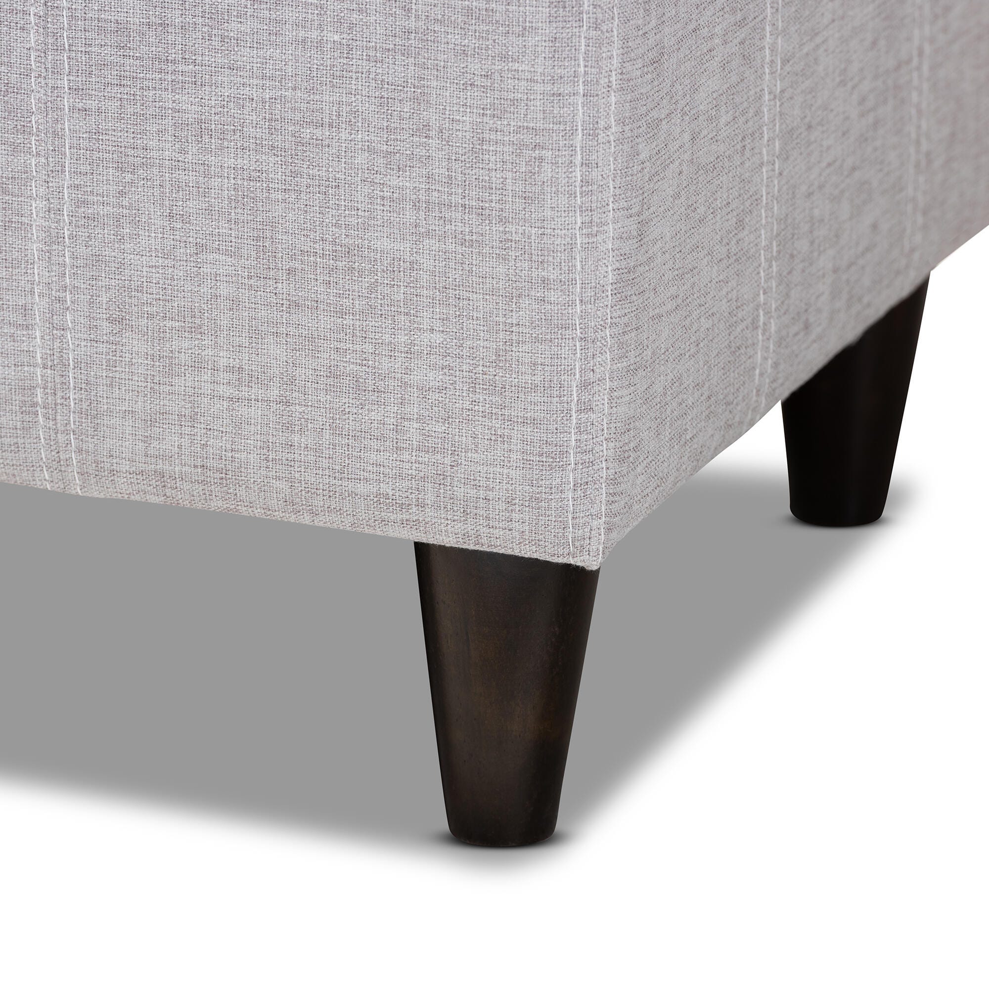 Baxton Studio Mid-Century Modern Upholstered Storage Bench Ottoman, Light Gray, large