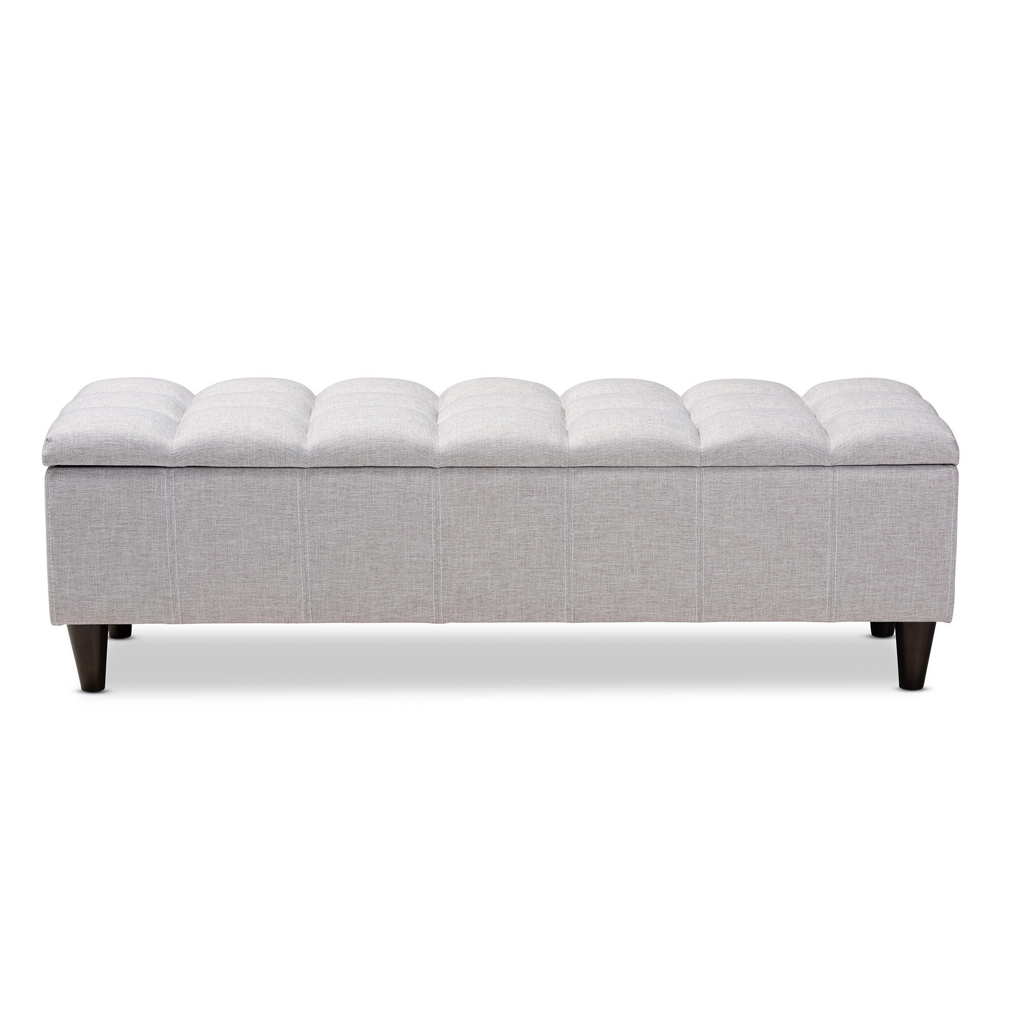 Baxton Studio Mid-Century Modern Upholstered Storage Bench Ottoman, Light Gray, large