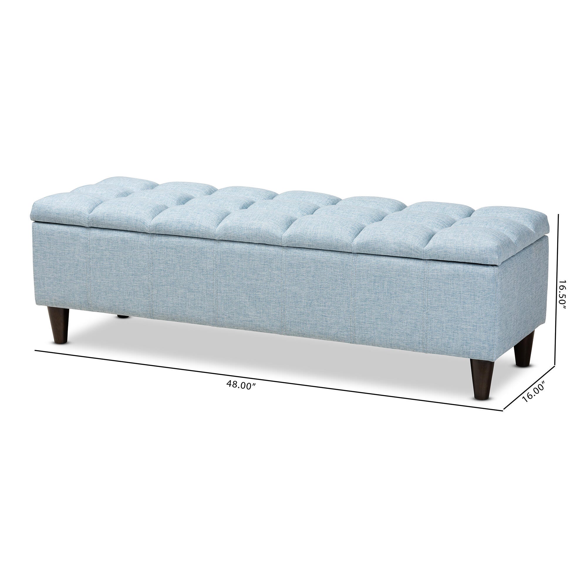 Baxton Studio Mid-Century Modern Upholstered Storage Bench Ottoman, Blue, large