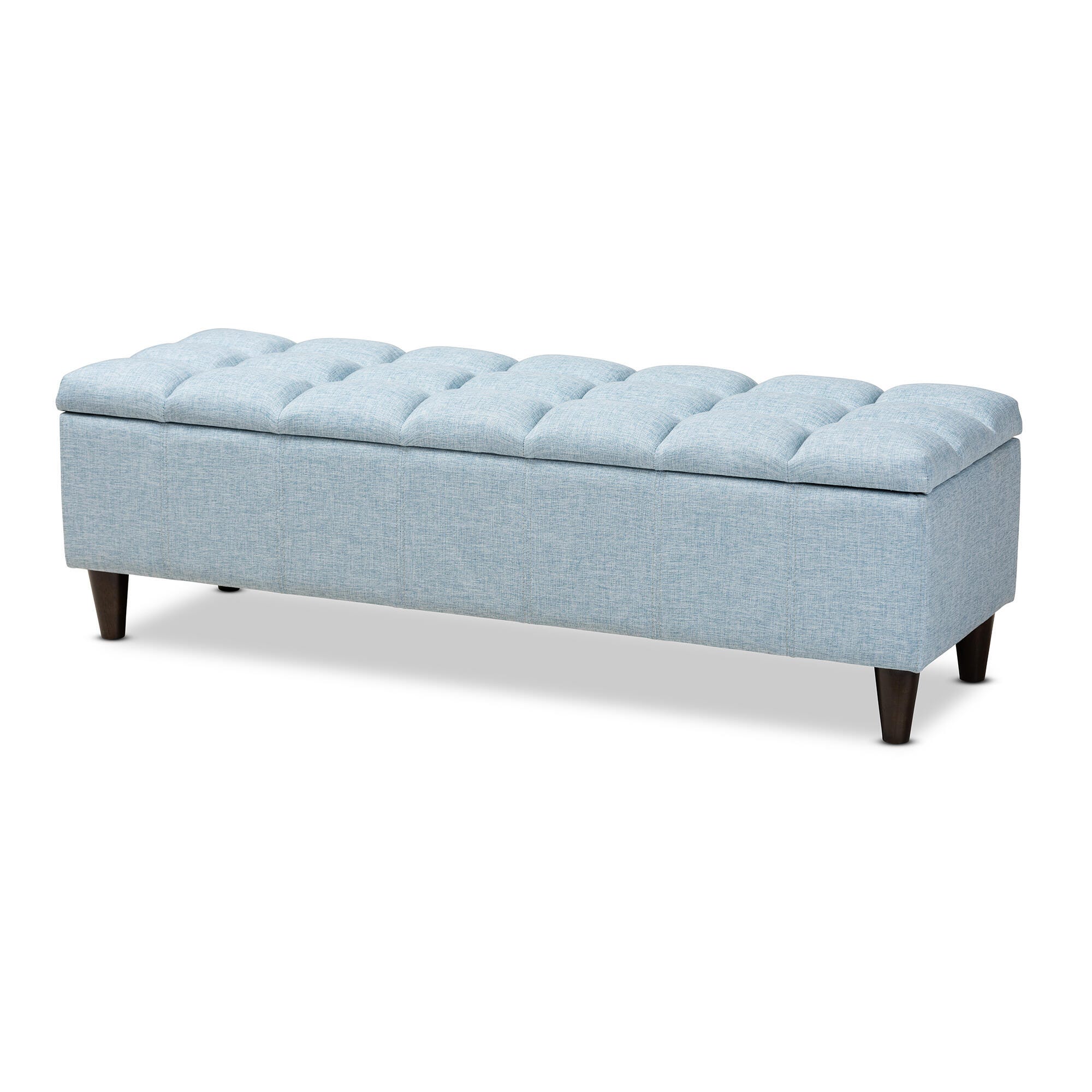 Baxton Studio Mid-Century Modern Upholstered Storage Bench Ottoman, Blue, large