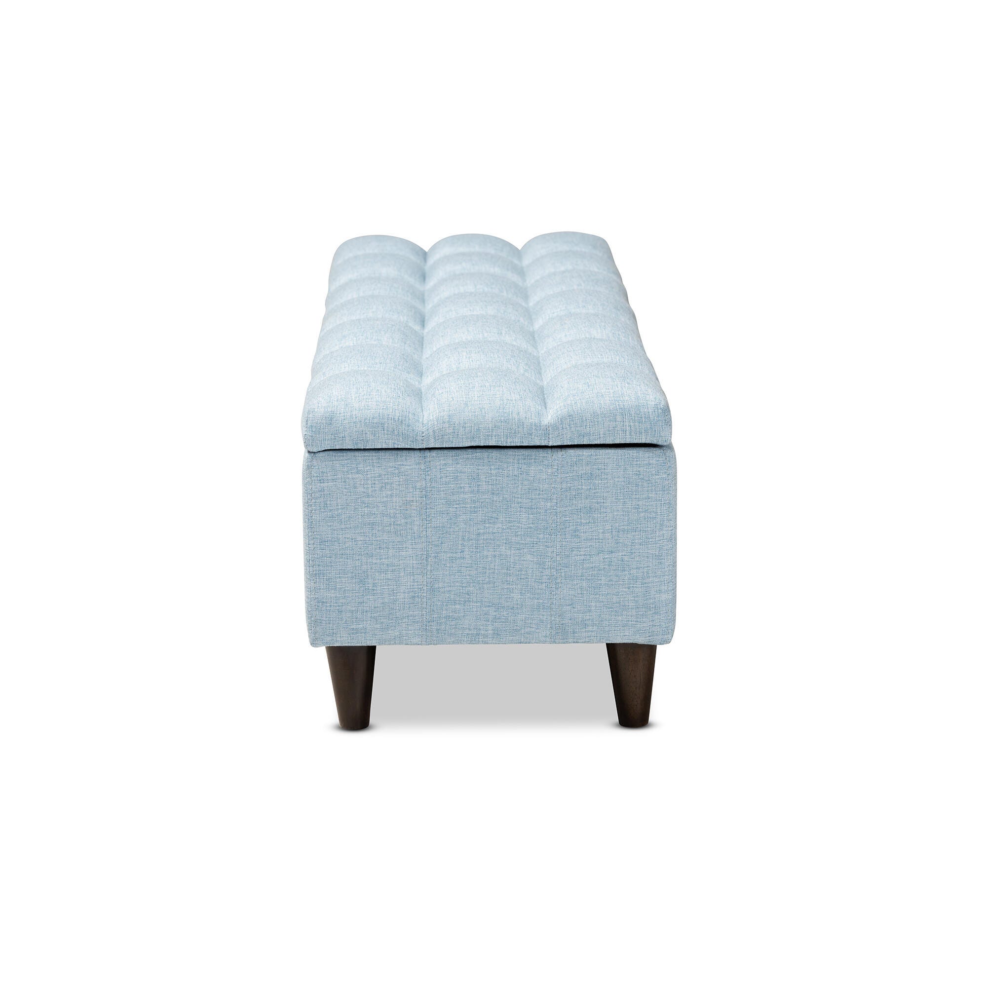 Baxton Studio Mid-Century Modern Upholstered Storage Bench Ottoman, Blue, large