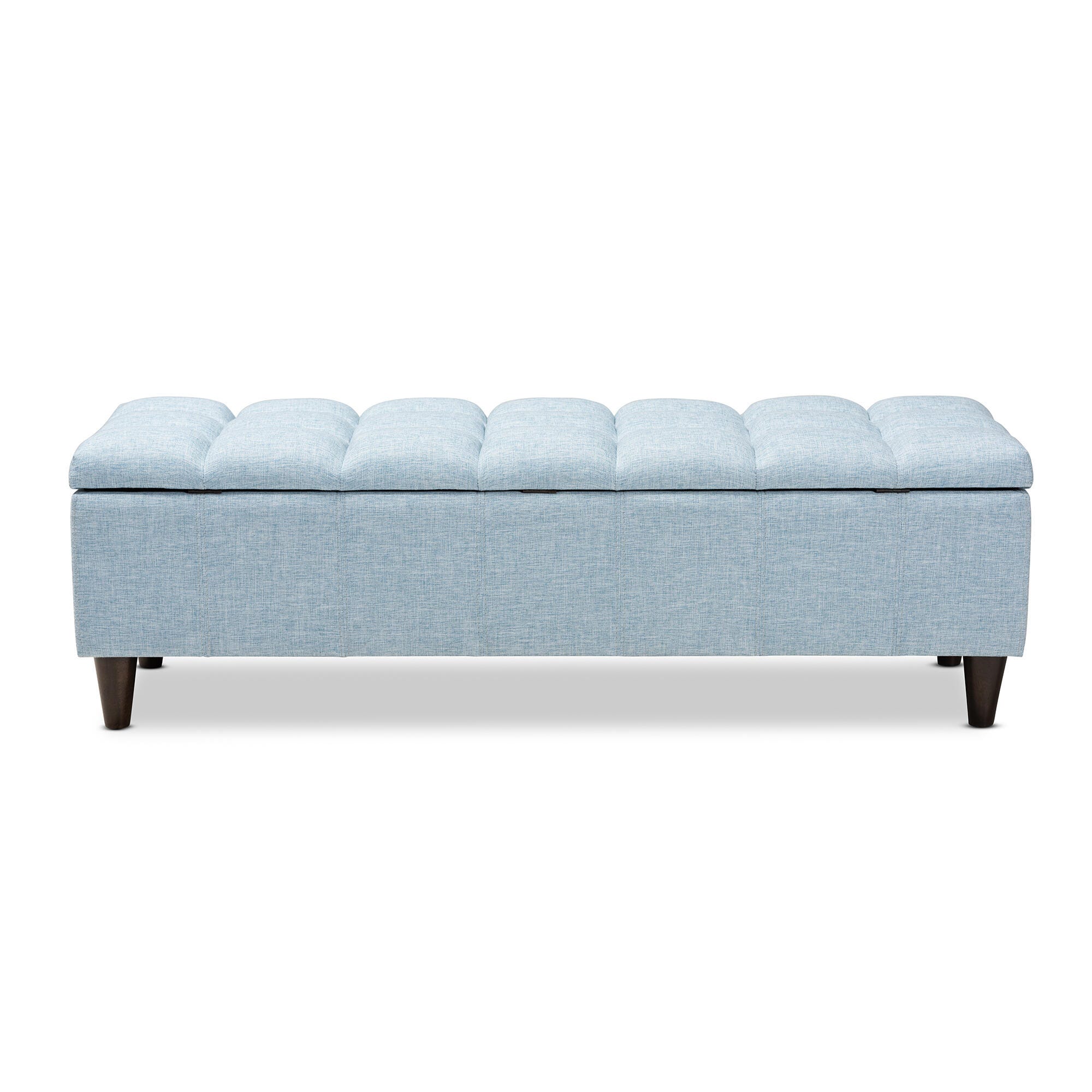Baxton Studio Mid-Century Modern Upholstered Storage Bench Ottoman, Blue, large