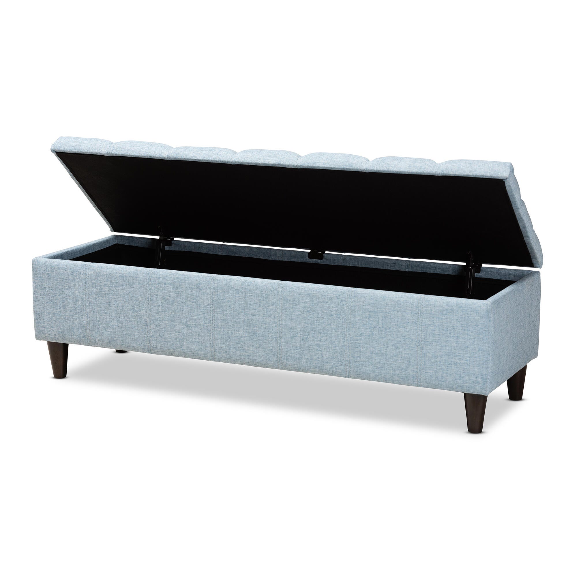 Baxton Studio Mid-Century Modern Upholstered Storage Bench Ottoman, Blue, large