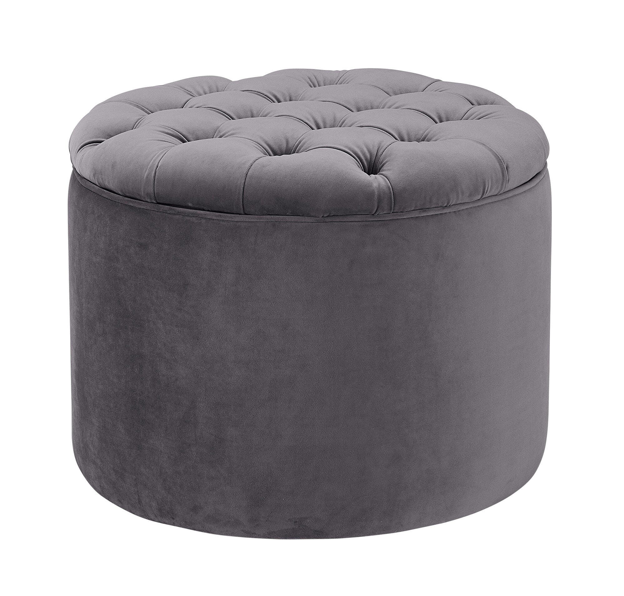 TOV Queen Grey Velvet Storage Ottoman Queen Gray Velvet Storage Ottoman, Gray, large