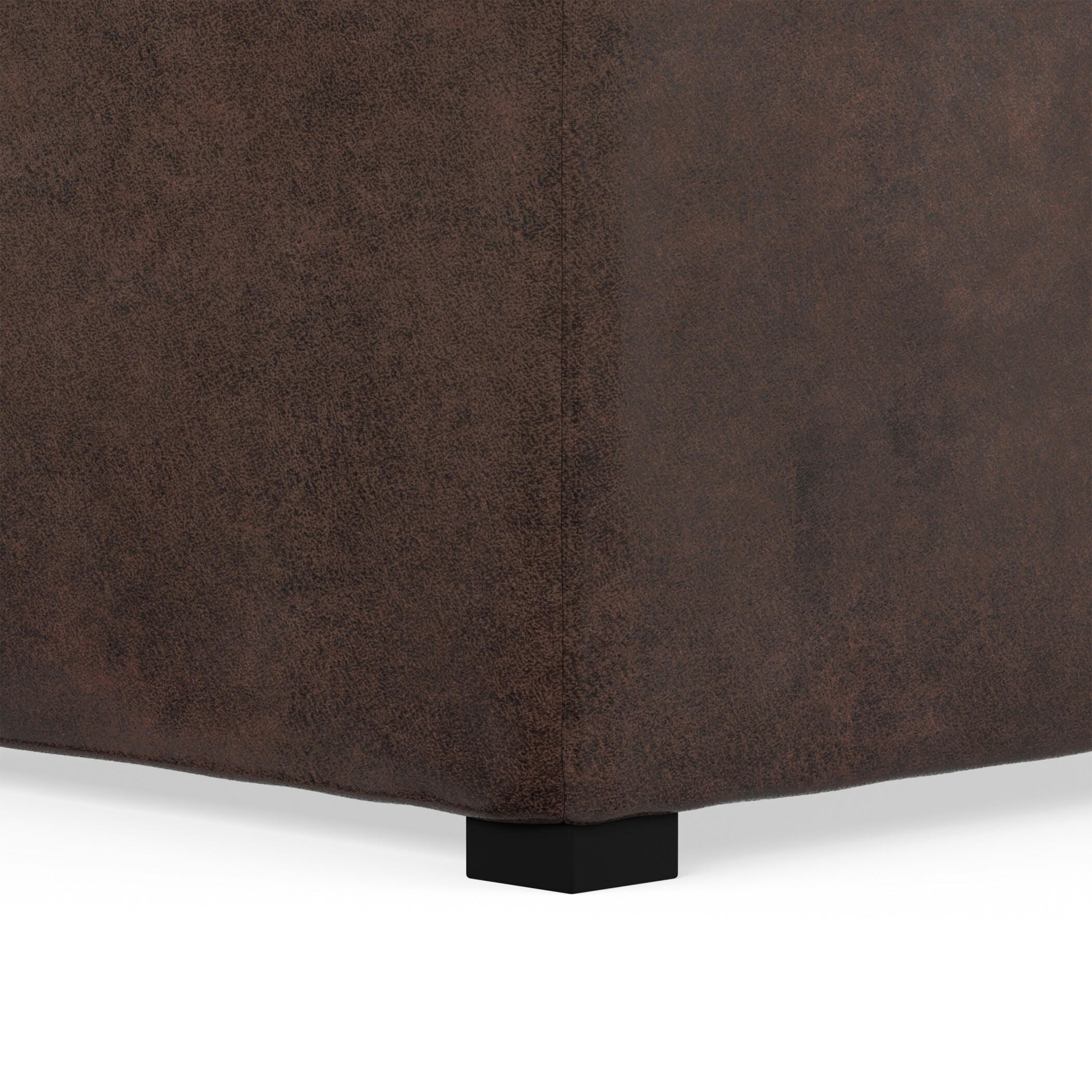 Avalon Contemporary Square Coffee Table Storage Ottoman, Distressed Brown, large