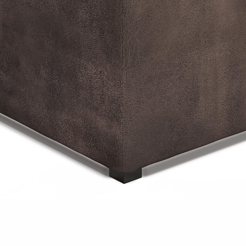 Avalon Contemporary Square Coffee Table Storage Ottoman, Distressed Brown, large