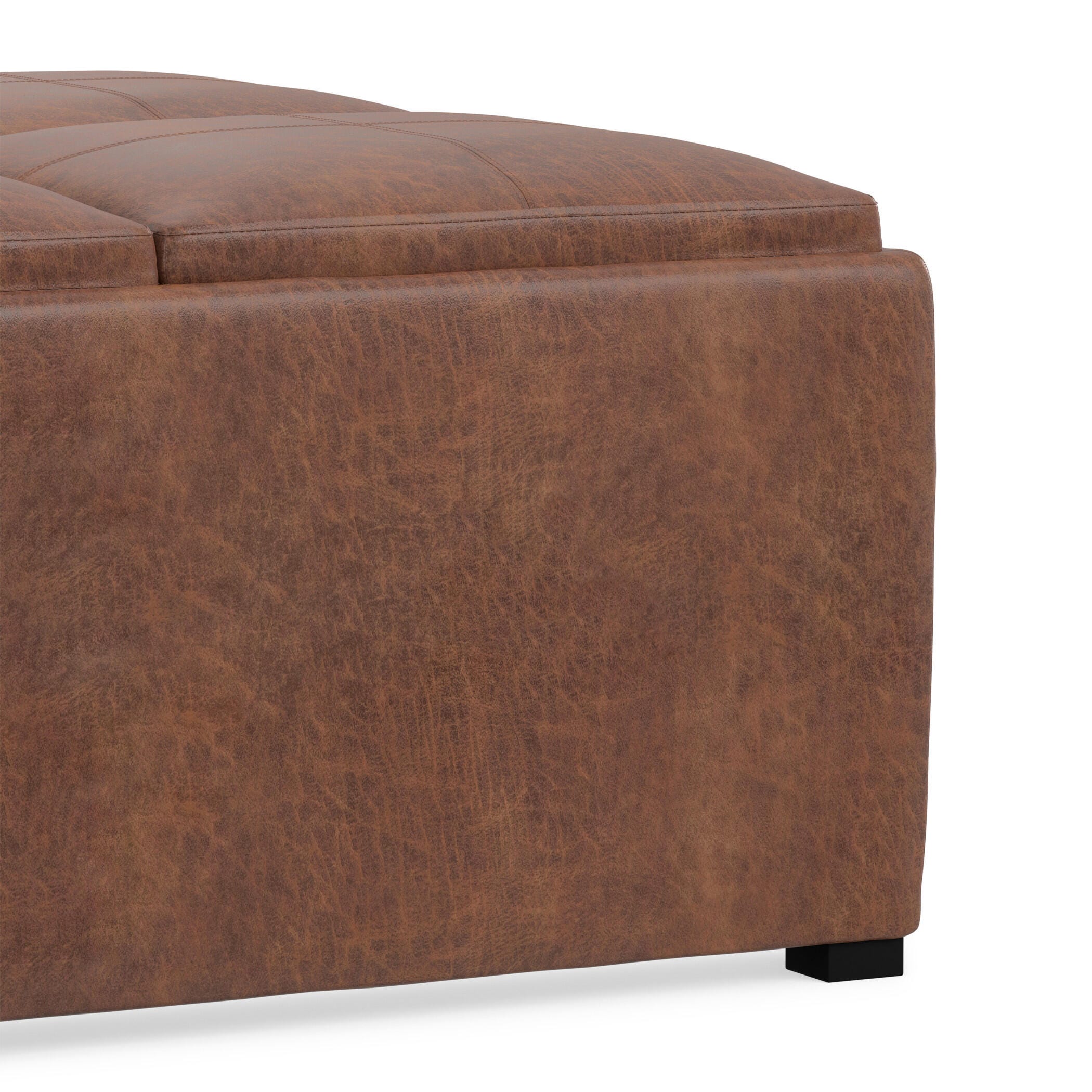 Avalon Contemporary Square Coffee Table Storage Ottoman, Umber Brown, large