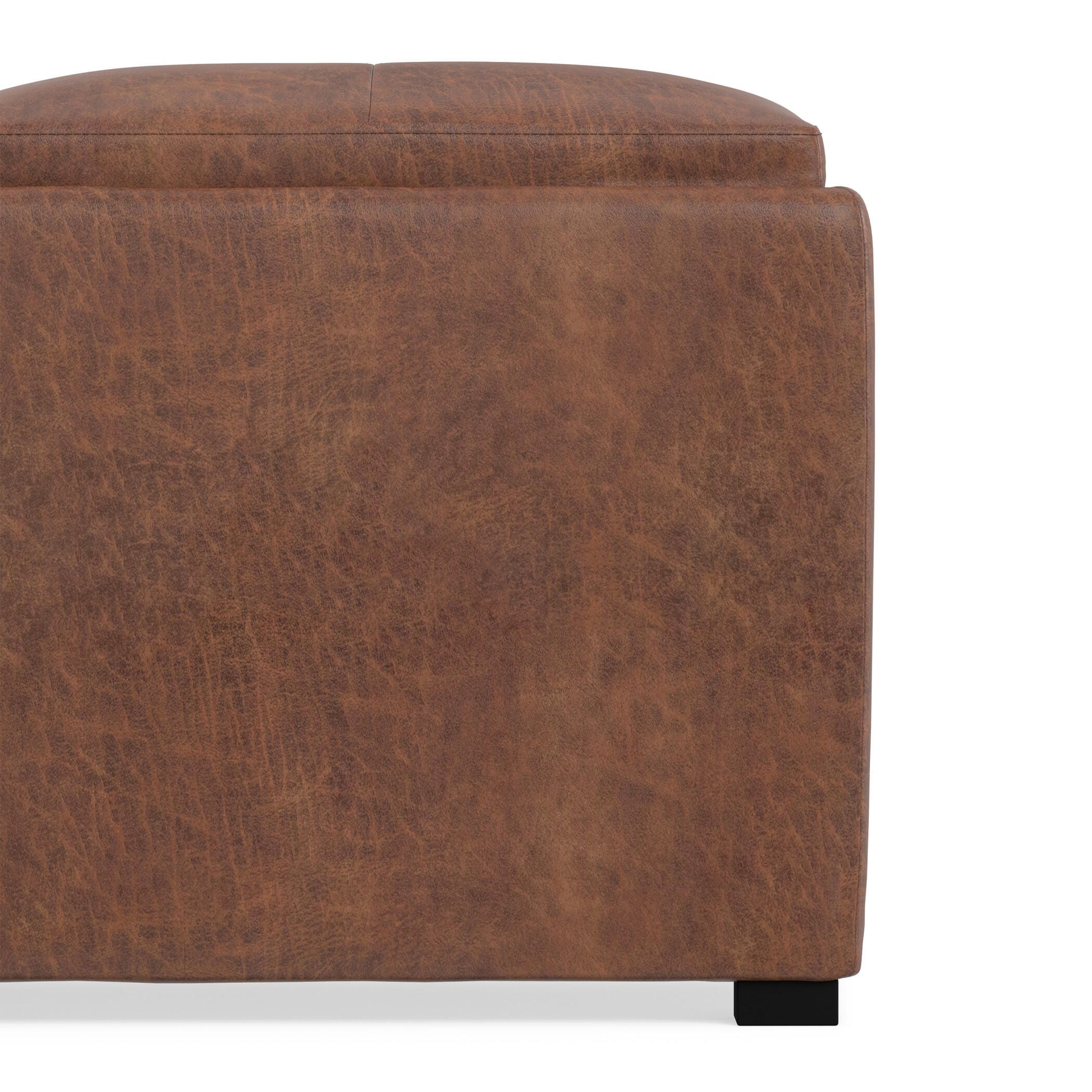 Avalon Contemporary Square Coffee Table Storage Ottoman, Umber Brown, large