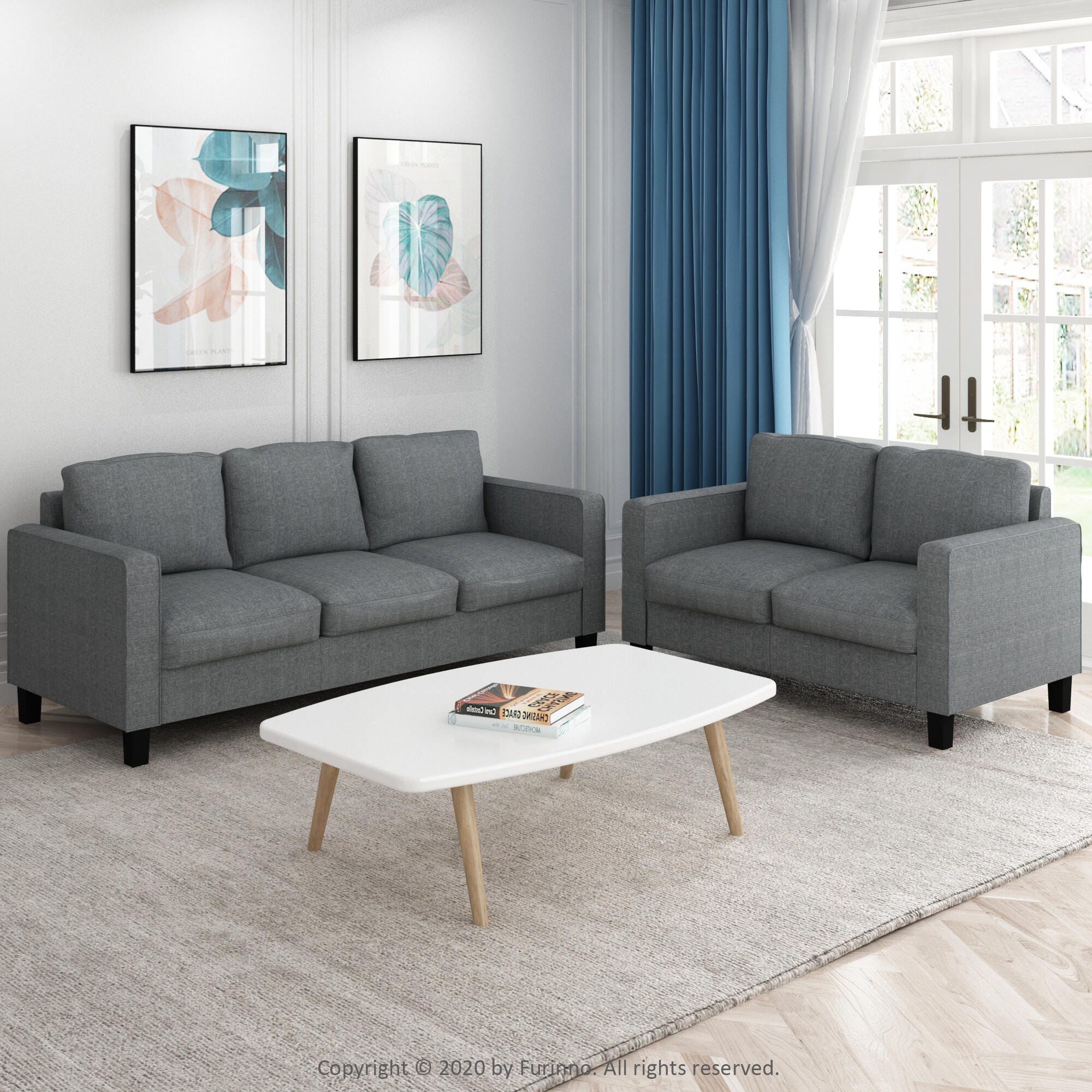Bayonne Modern Upholstered Loveseat, Gray, large