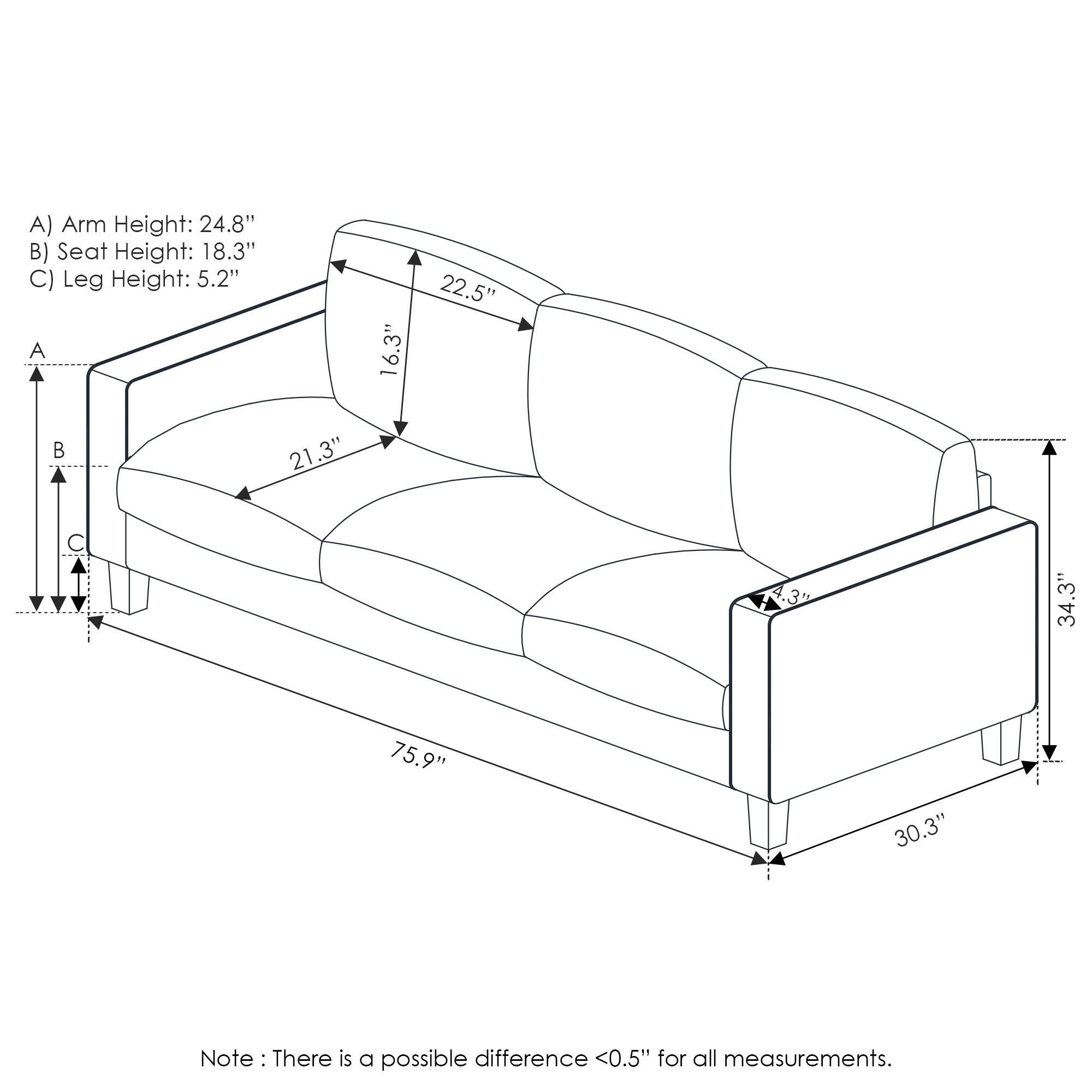Bayonne Modern Upholstered 3-Seater Sofa, Beige, large