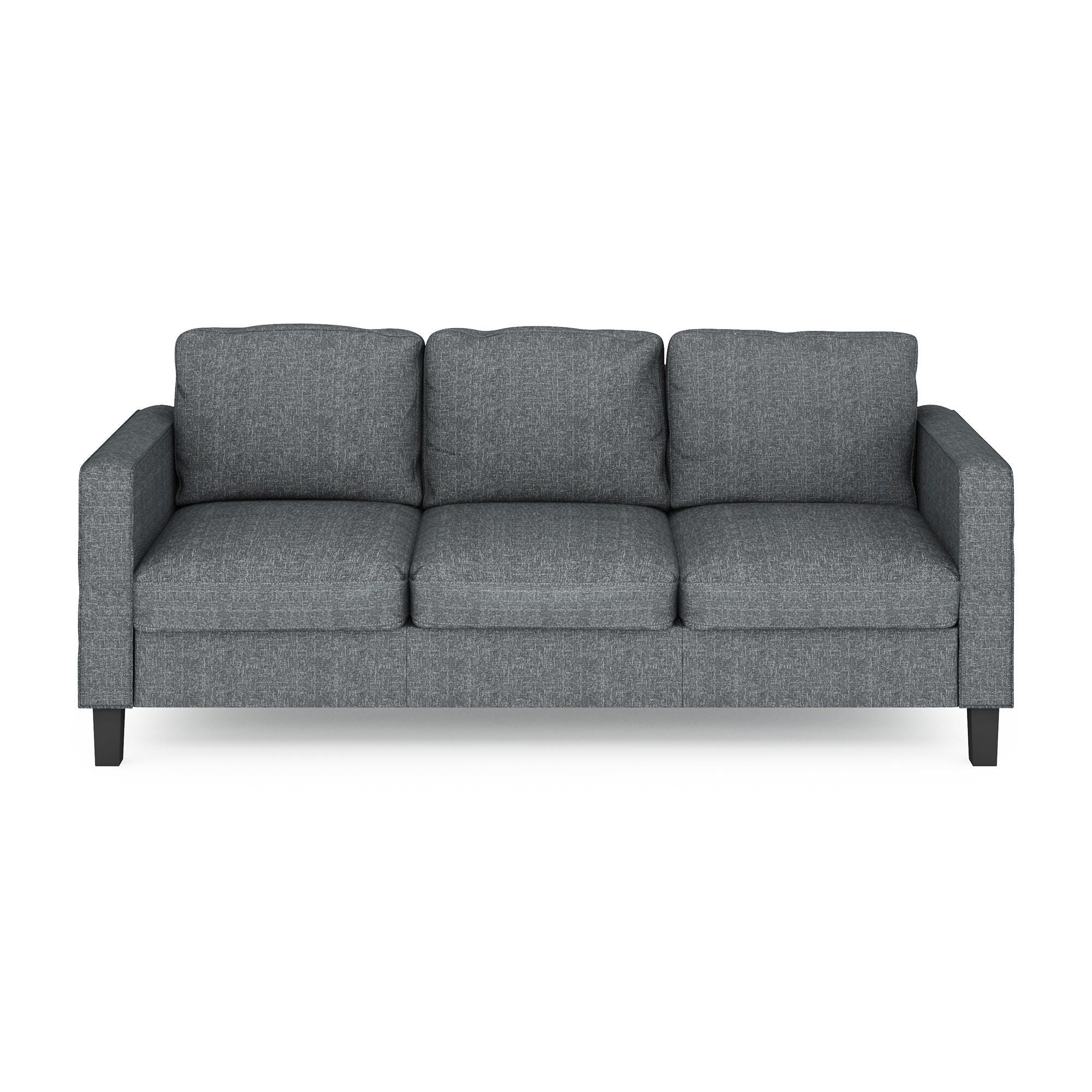 Bayonne Modern Upholstered 3-Seater Sofa, Gray, large