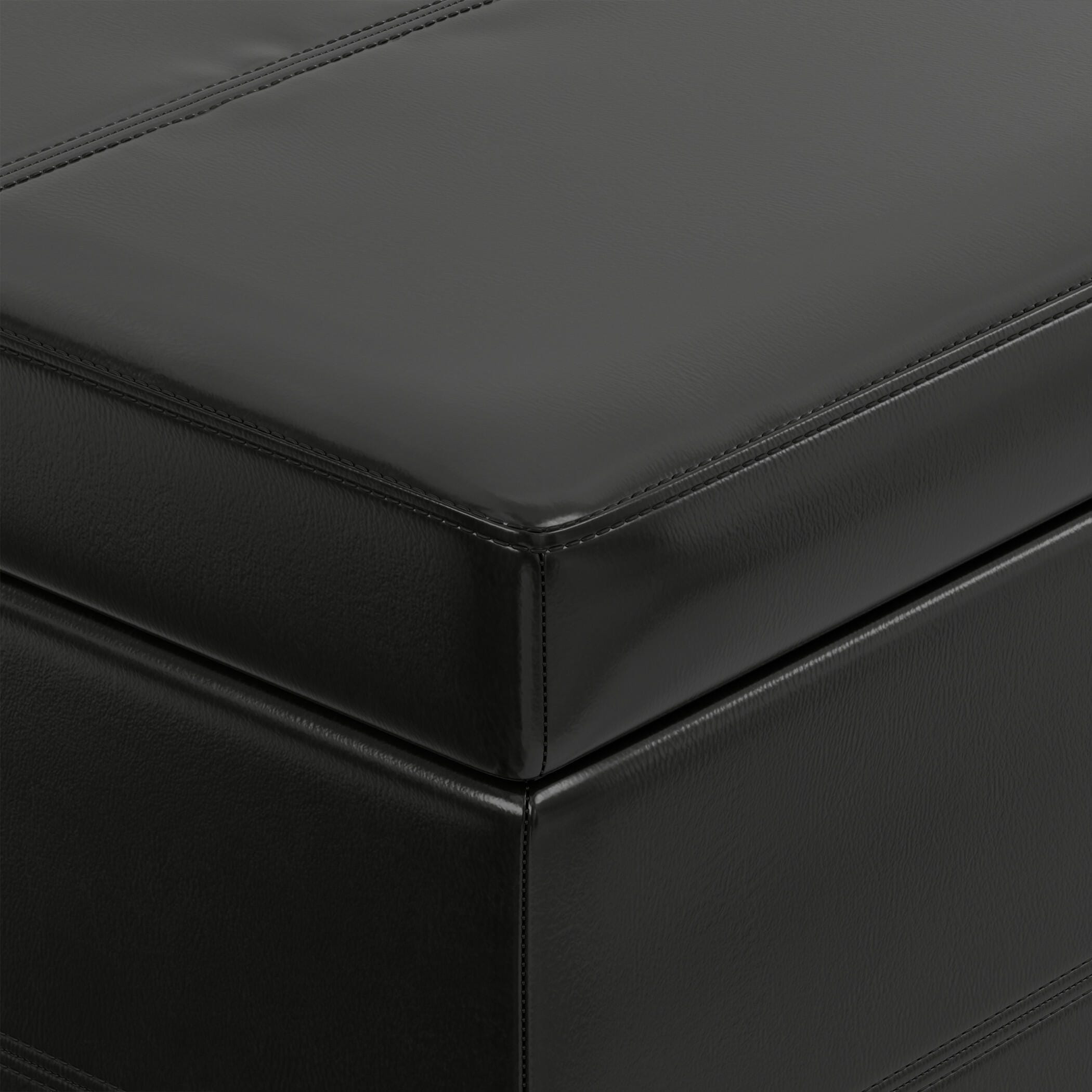Simpli Home Afton 48" Wide Contemporary Rectangle Storage Ottoman Bench, Black, large