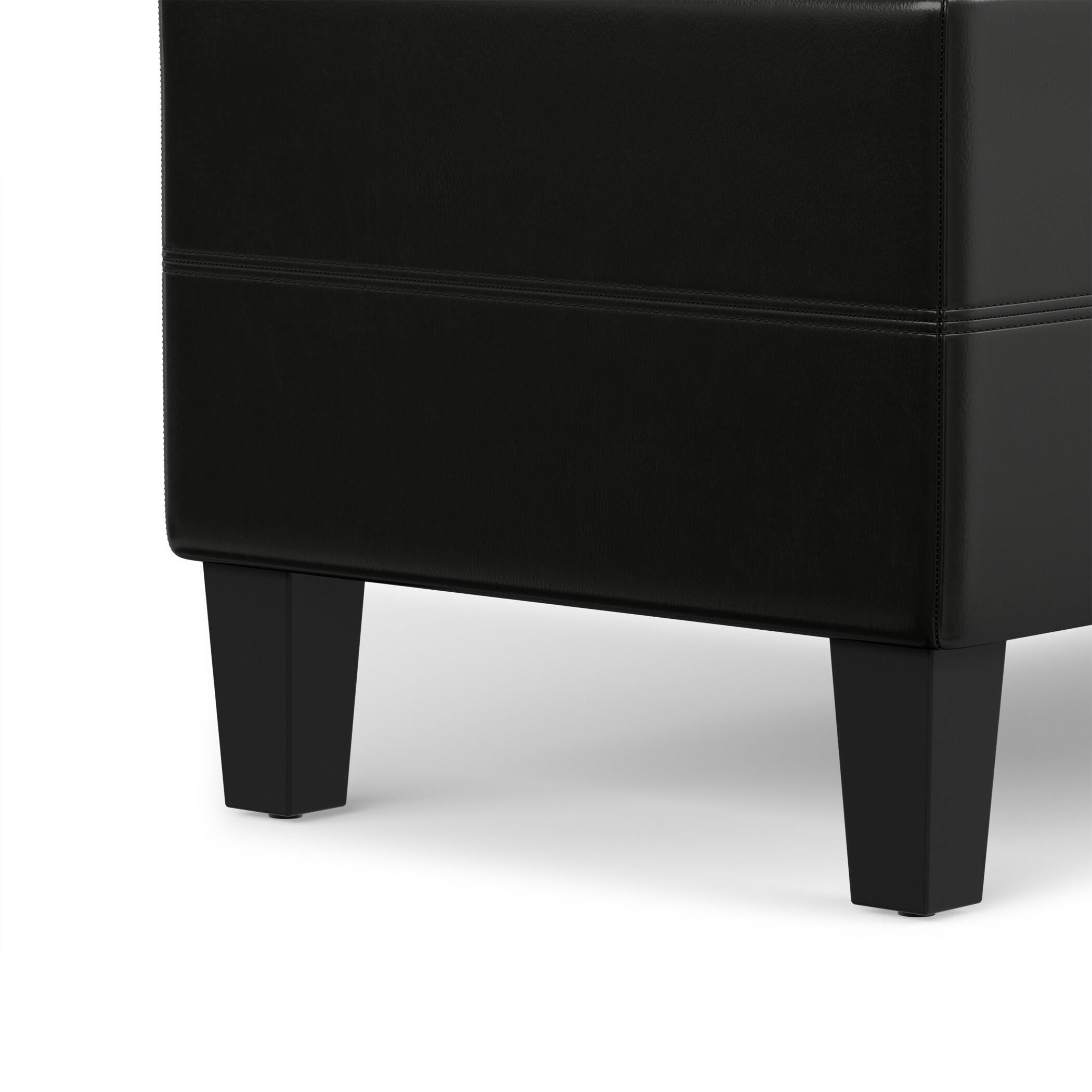 Simpli Home Afton 48" Wide Contemporary Rectangle Storage Ottoman Bench, Black, large