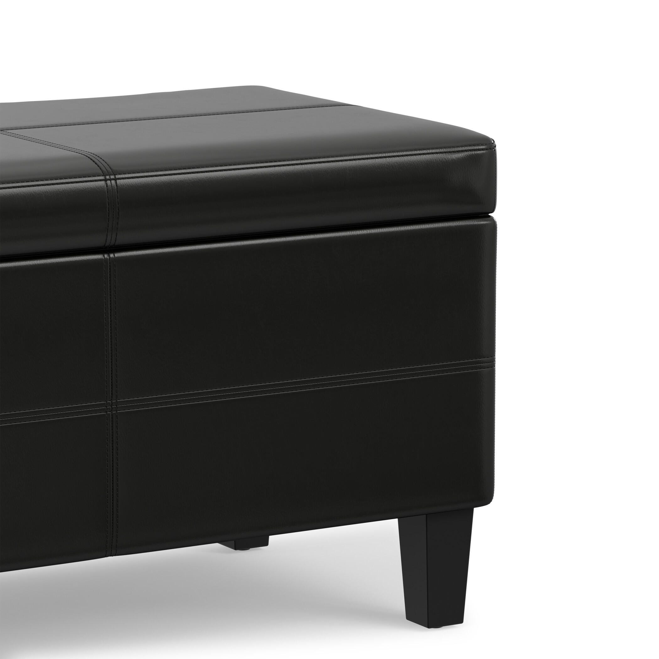 Simpli Home Afton 48" Wide Contemporary Rectangle Storage Ottoman Bench, Black, large