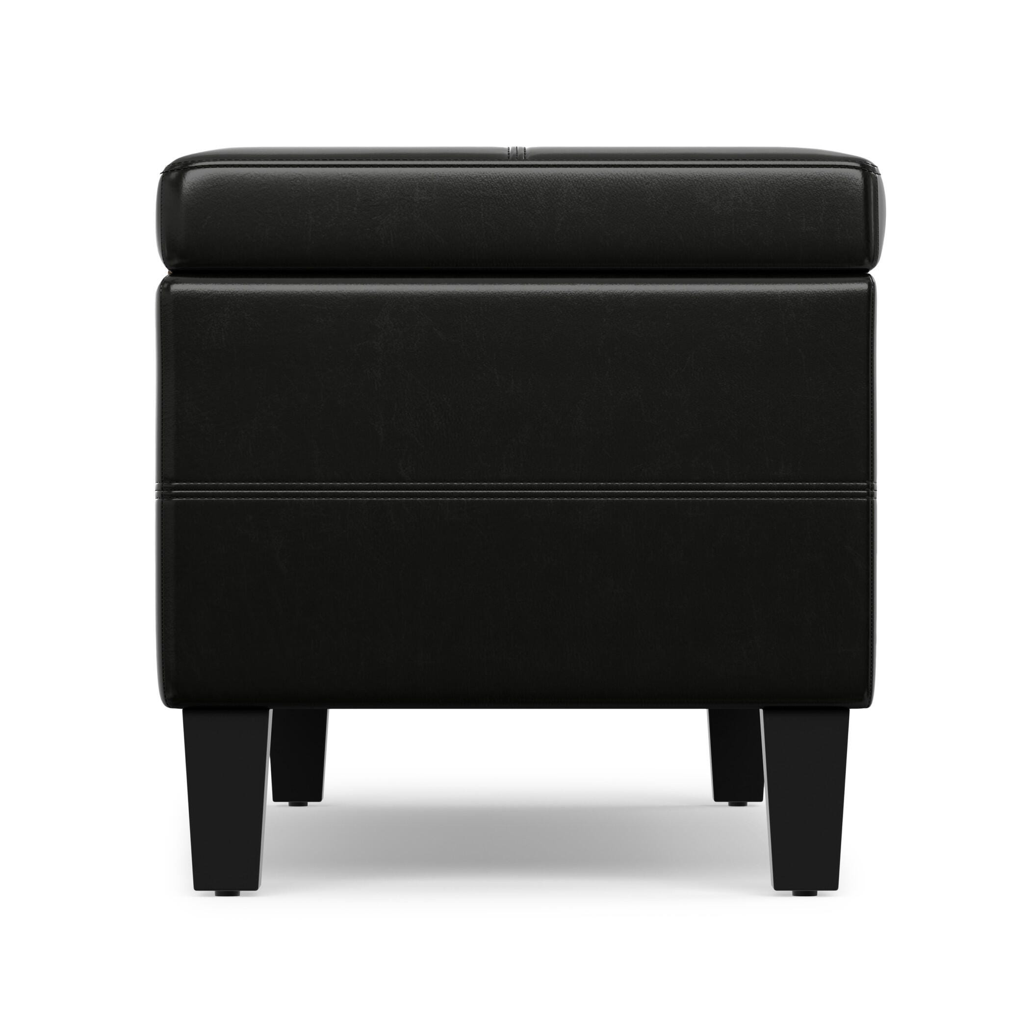 Simpli Home Afton 48" Wide Contemporary Rectangle Storage Ottoman Bench, Black, large
