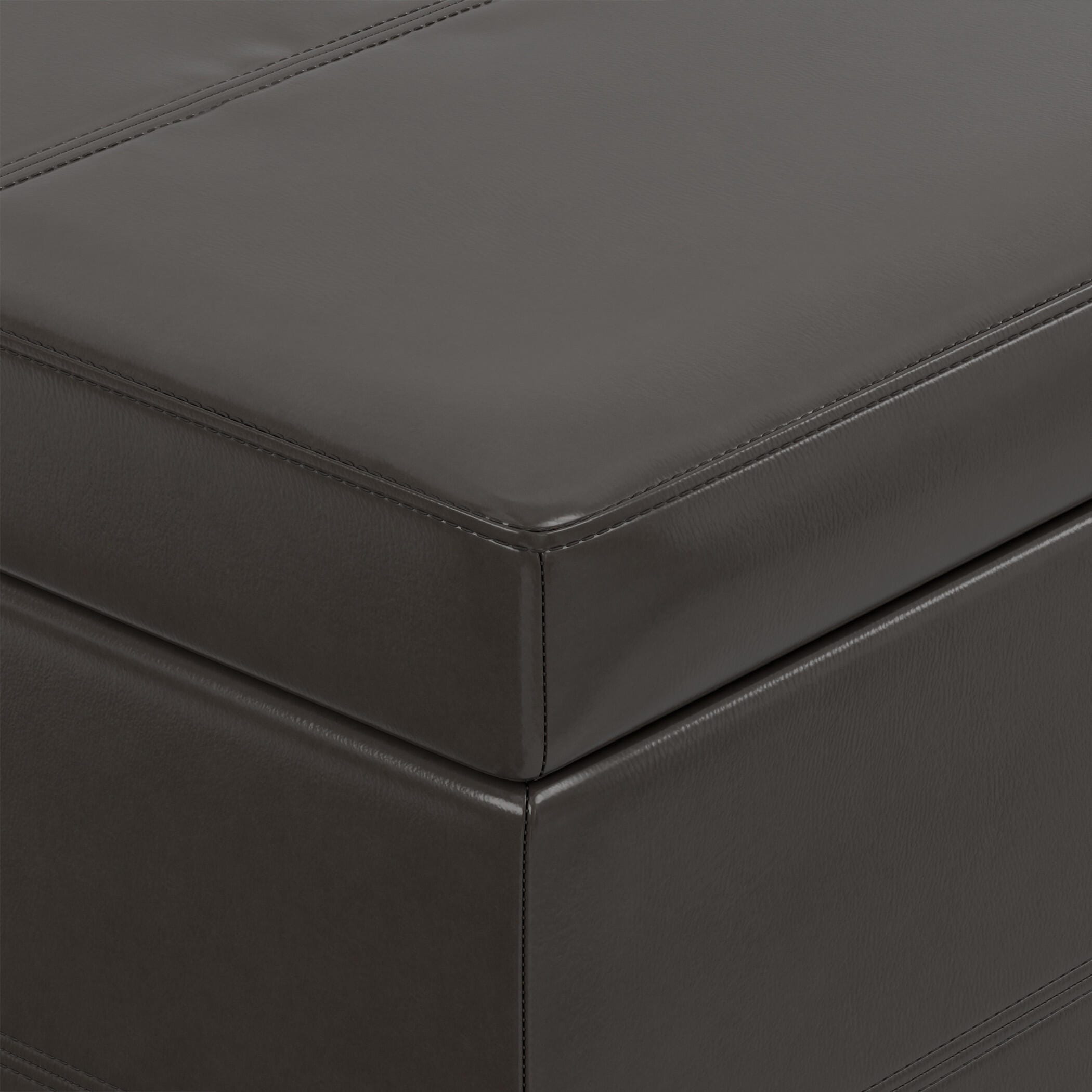 Afton 48" Wide Contemporary Rectangle Storage Ottoman, Brown, large