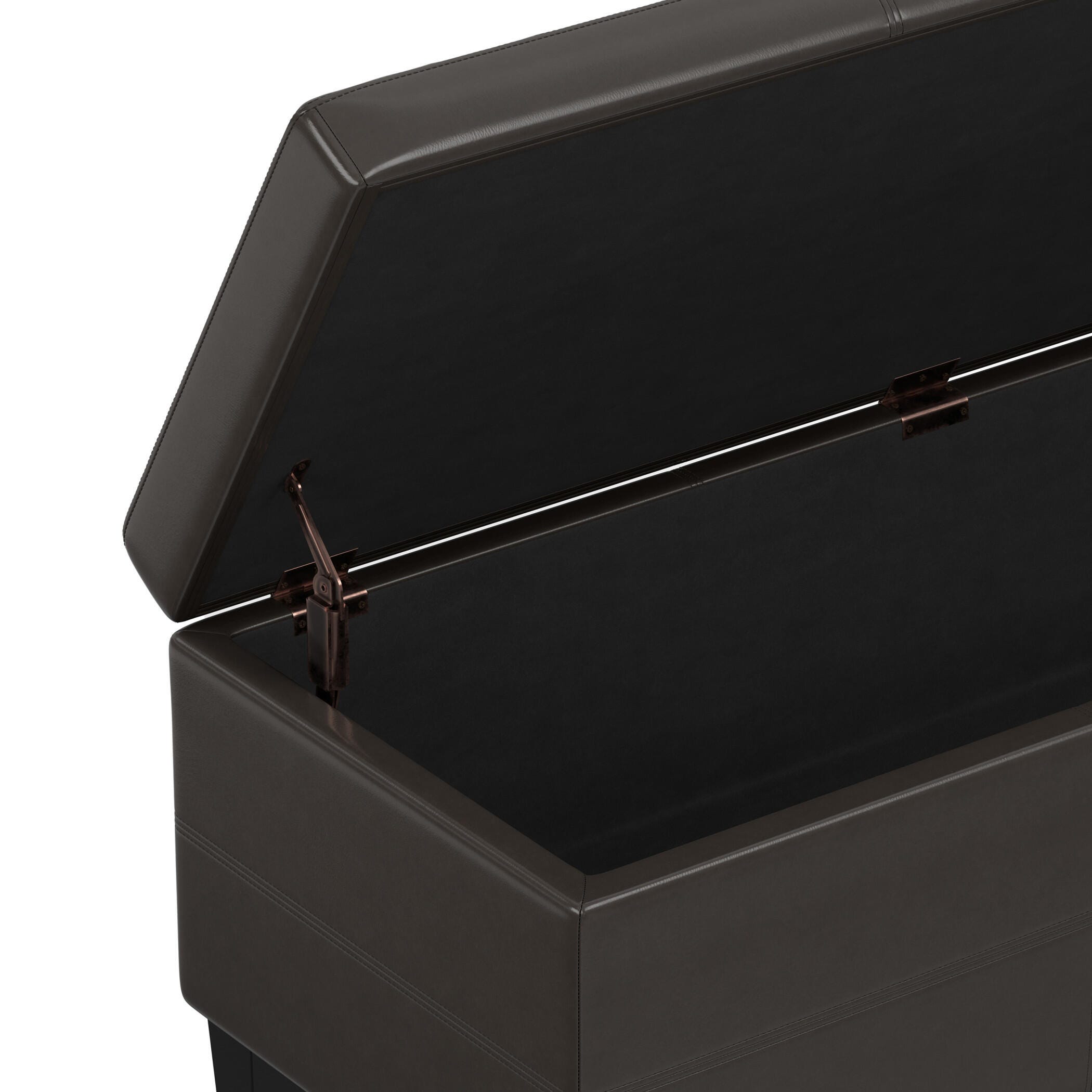 Afton 48" Wide Contemporary Rectangle Storage Ottoman, Brown, large