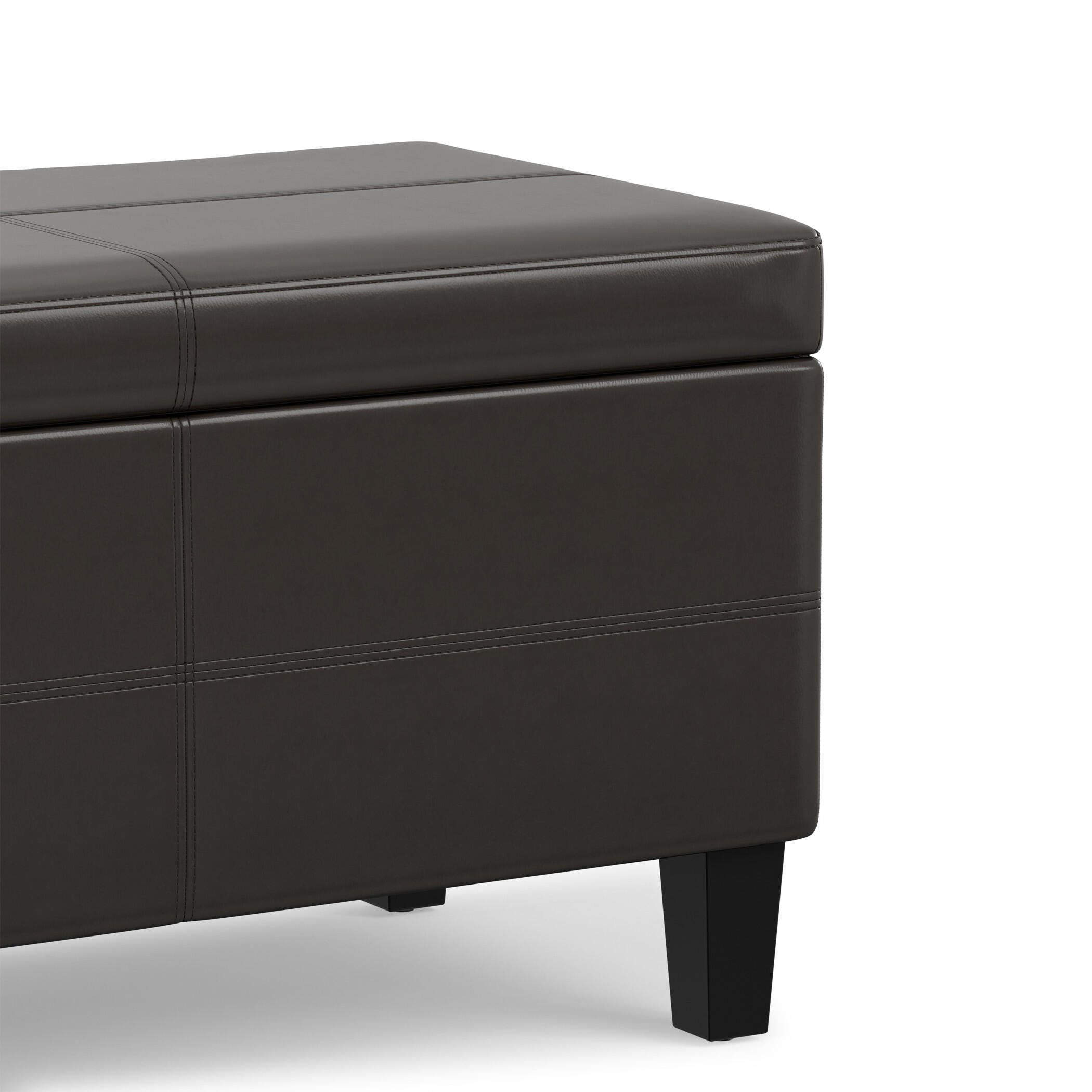 Afton 48" Wide Contemporary Rectangle Storage Ottoman, Brown, large