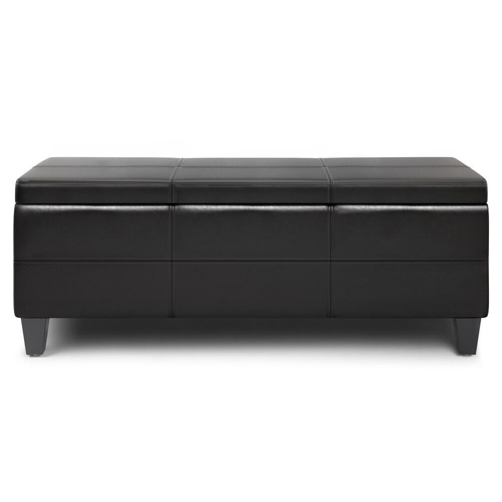 Afton 48" Wide Contemporary Rectangle Storage Ottoman, Brown, large