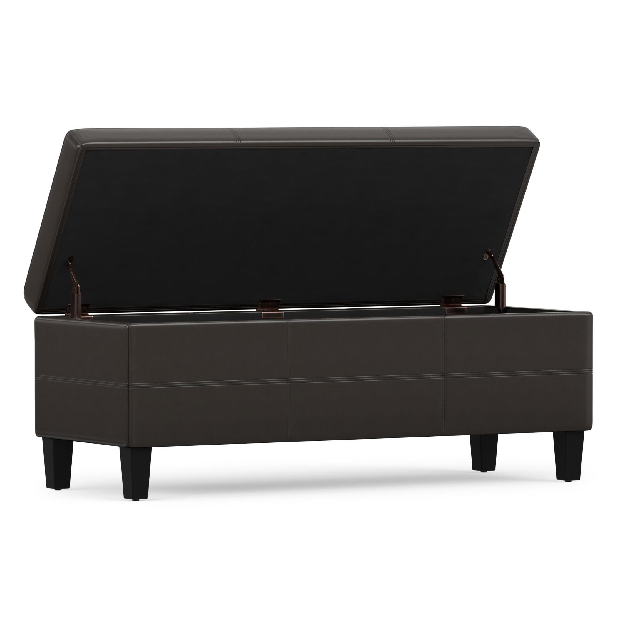Afton 48" Wide Contemporary Rectangle Storage Ottoman, Brown, large