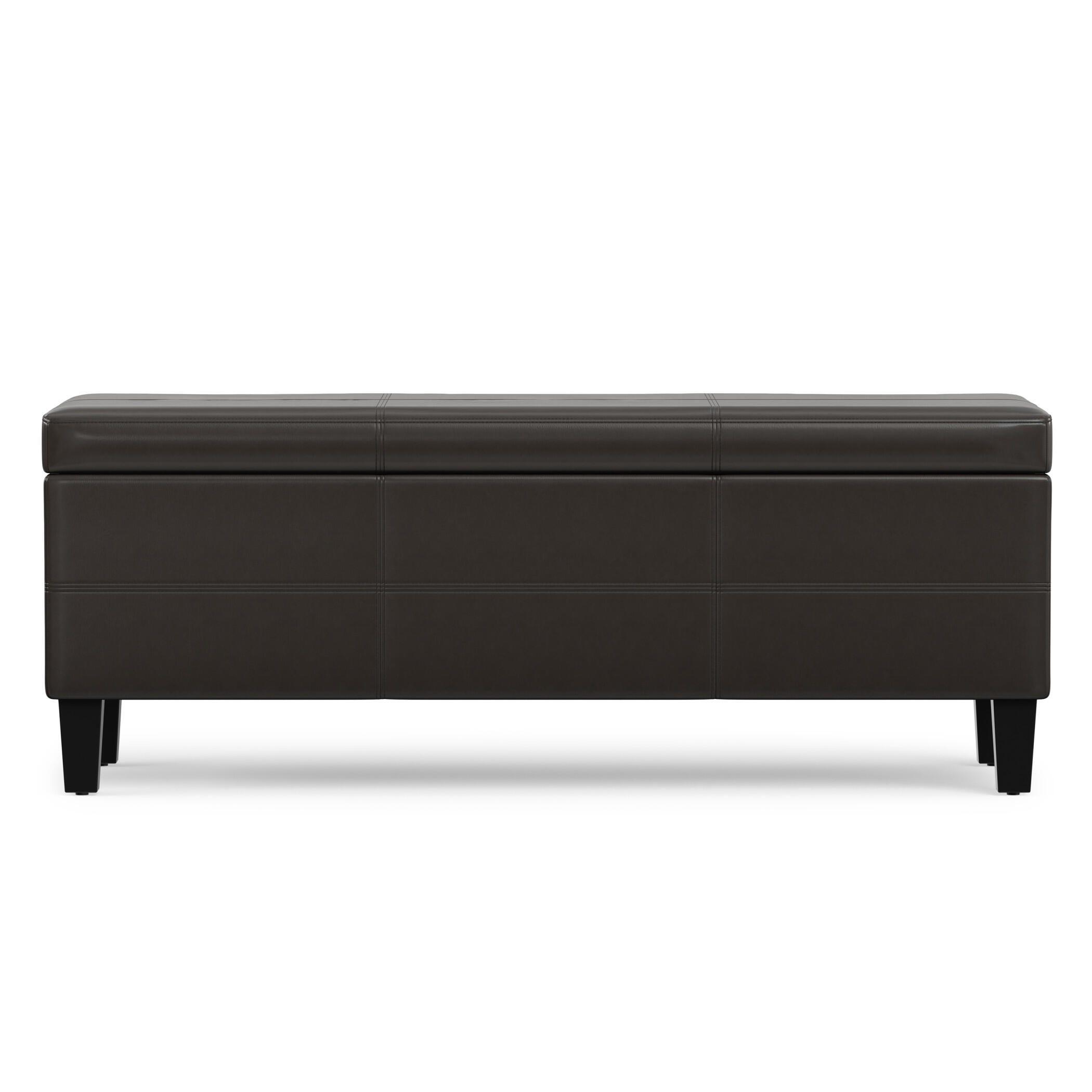Afton 48" Wide Contemporary Rectangle Storage Ottoman, Brown, large