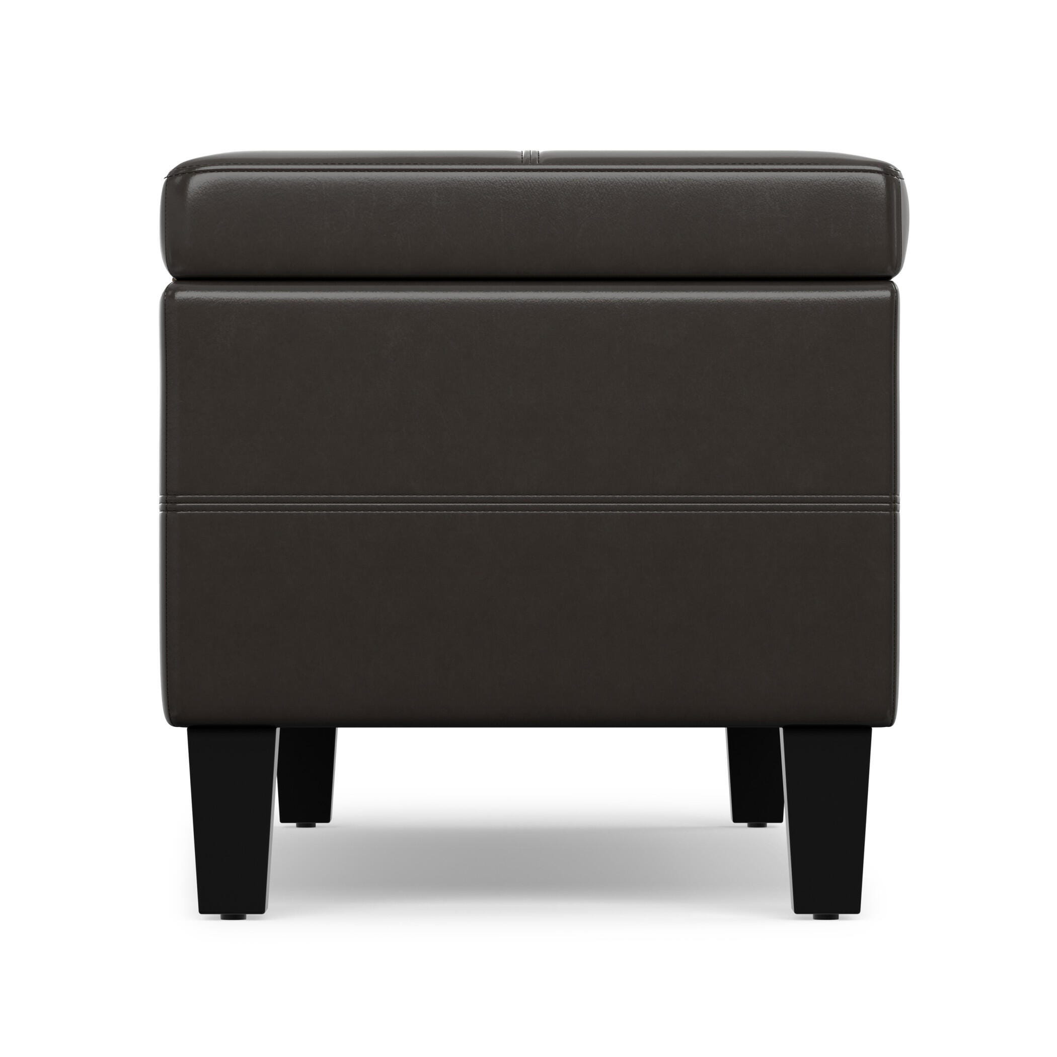Afton 48" Wide Contemporary Rectangle Storage Ottoman, Brown, large