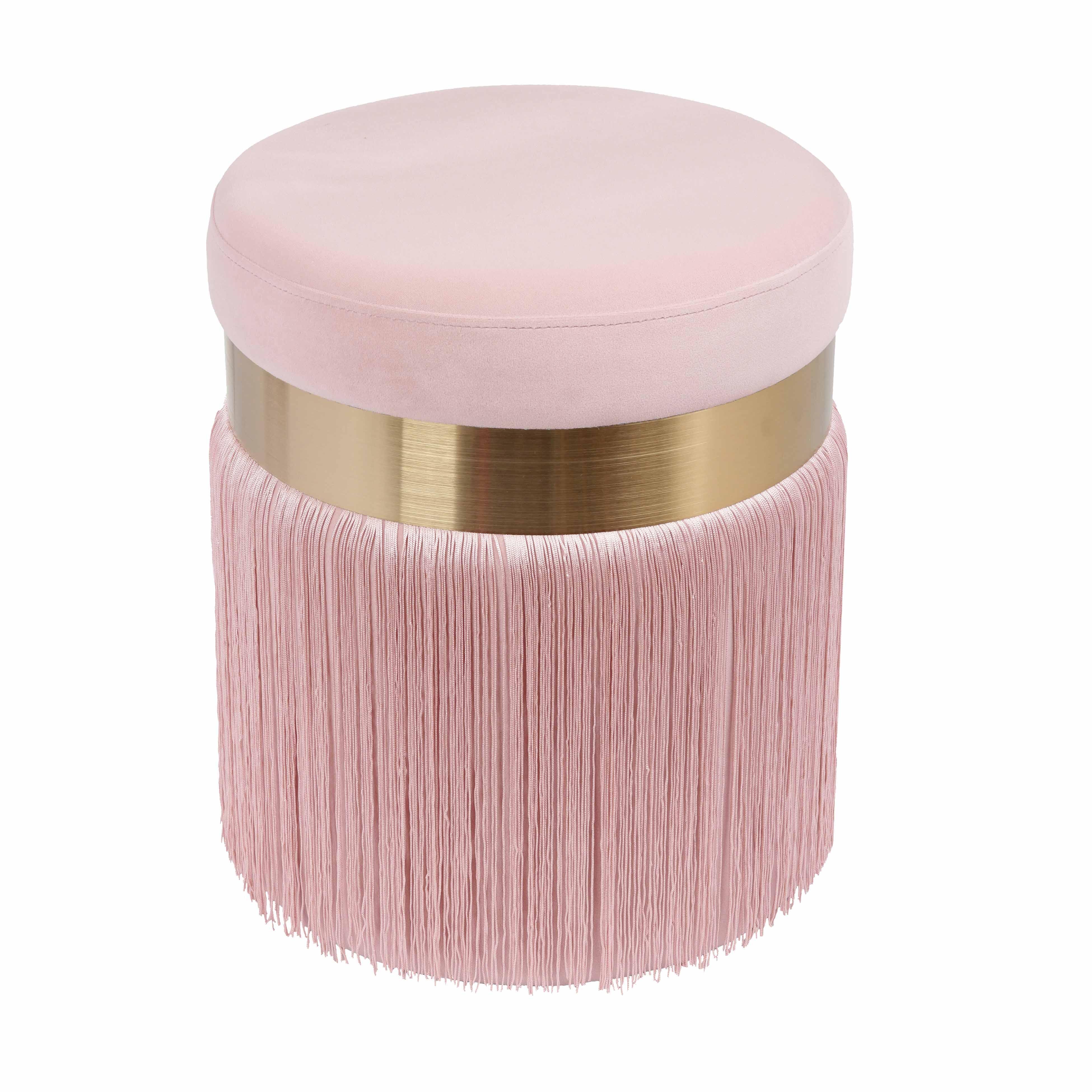 Melody Melody Blush Tasseled Ottoman, Pink, large