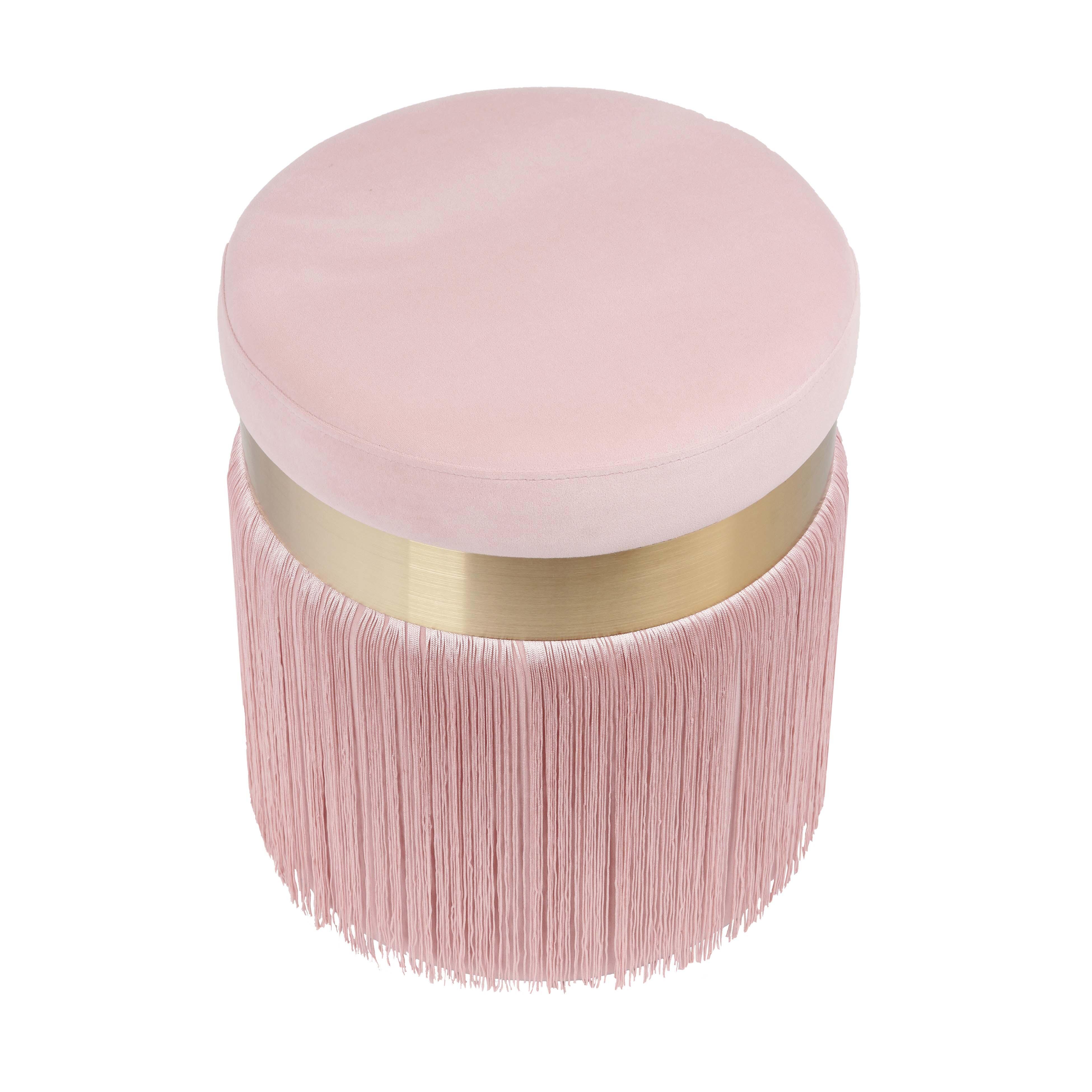 Melody Melody Blush Tasseled Ottoman, Pink, large