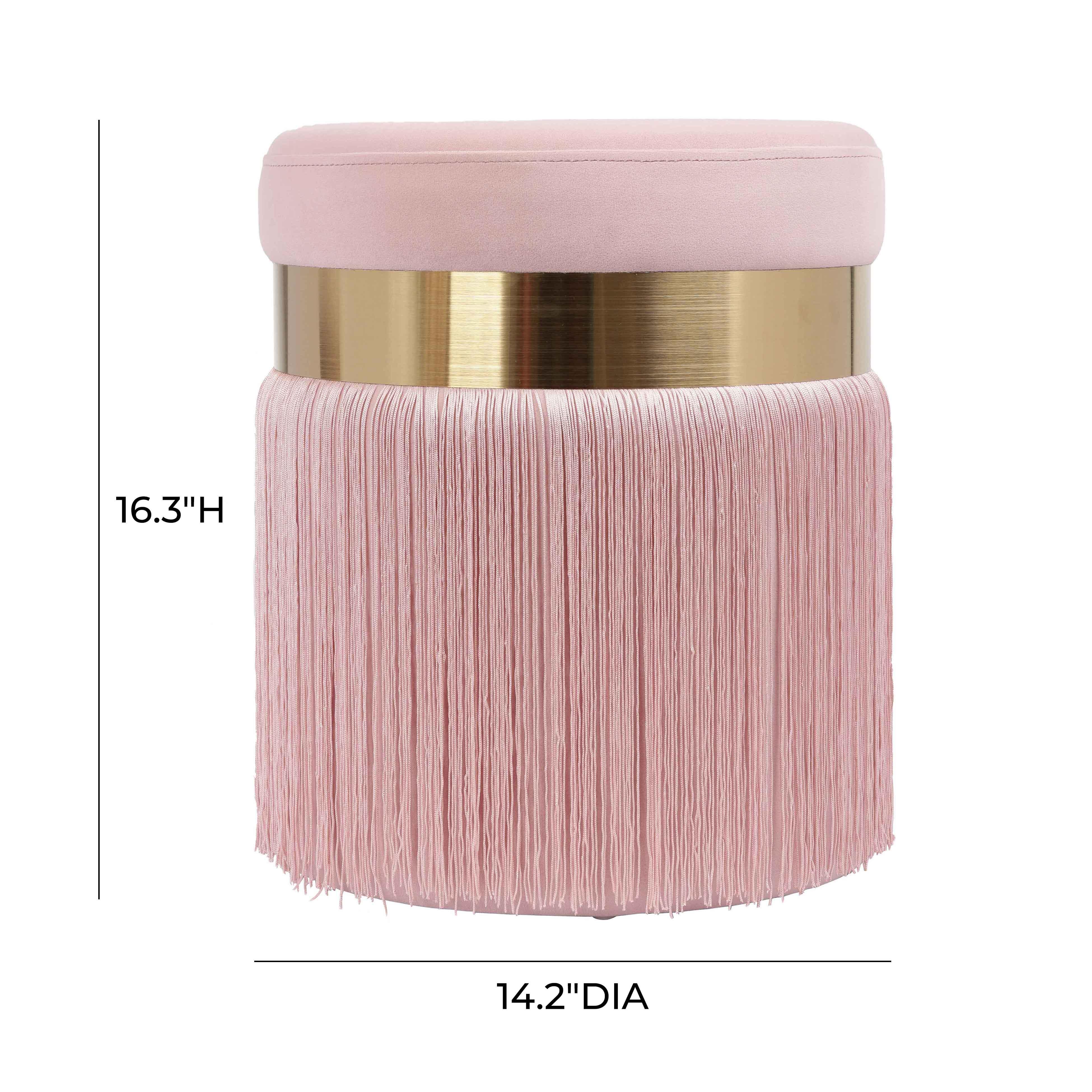 Melody Melody Blush Tasseled Ottoman, Pink, large