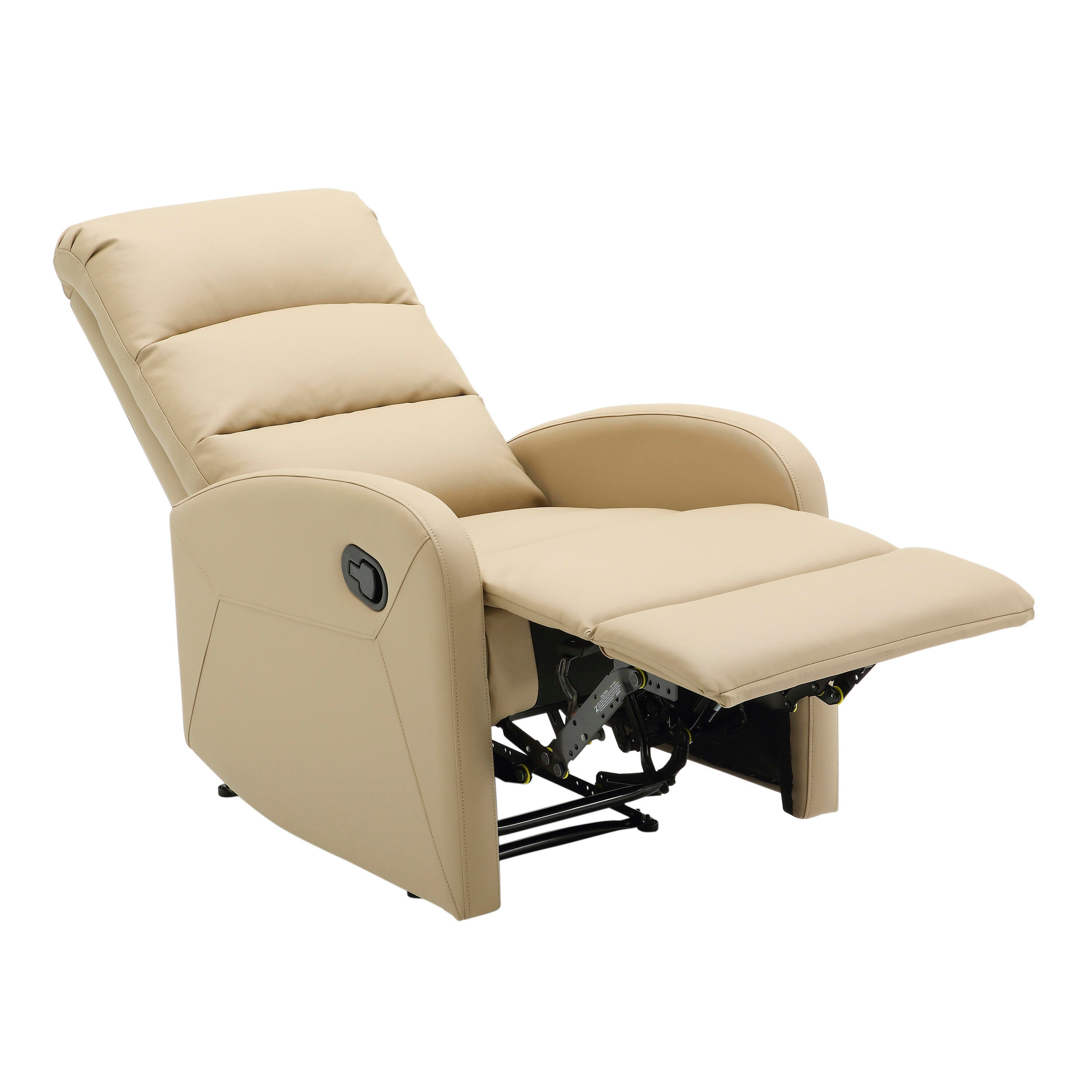 Dormi Faux Leather Contemporary Recliner, Beige, large
