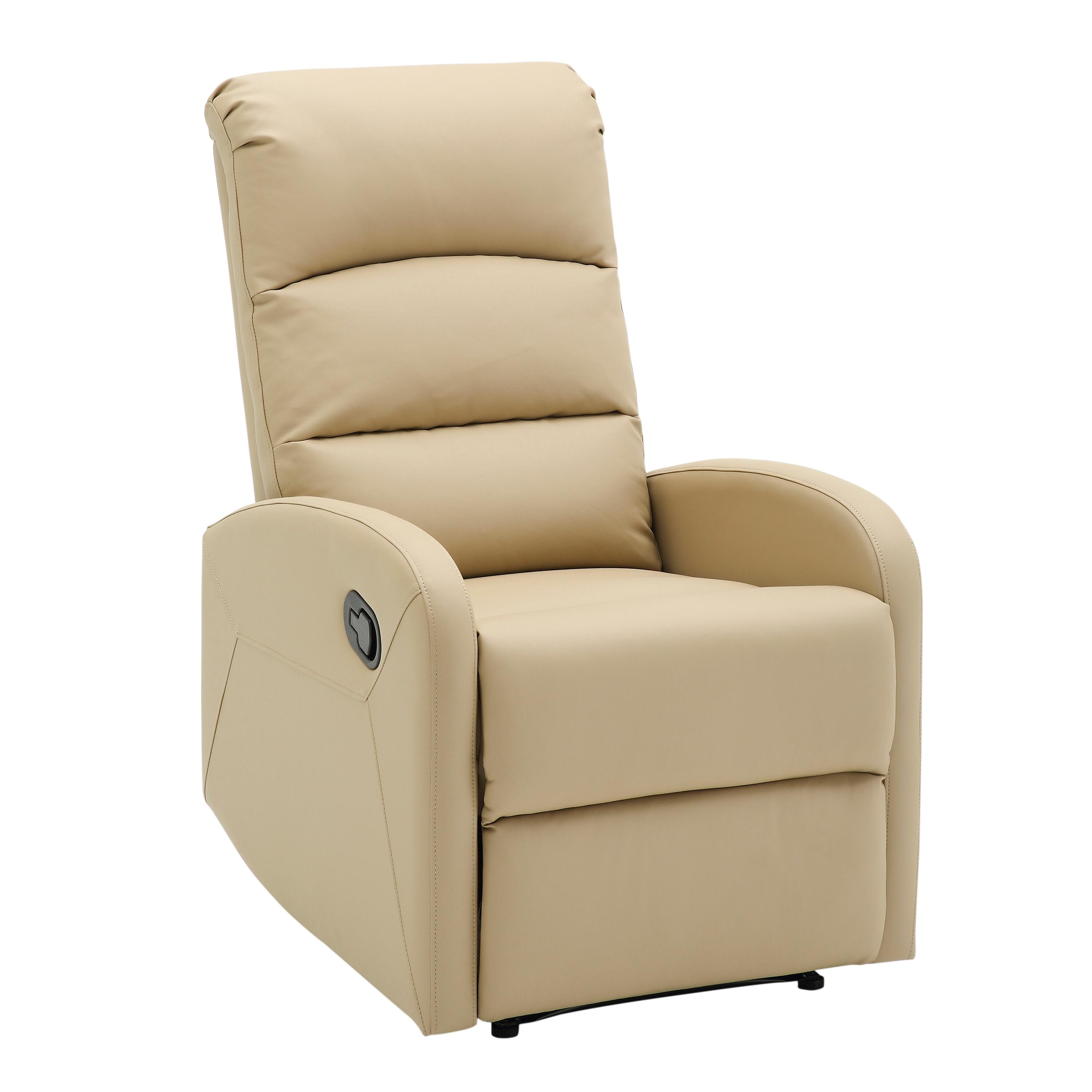 Dormi Faux Leather Contemporary Recliner, Beige, large