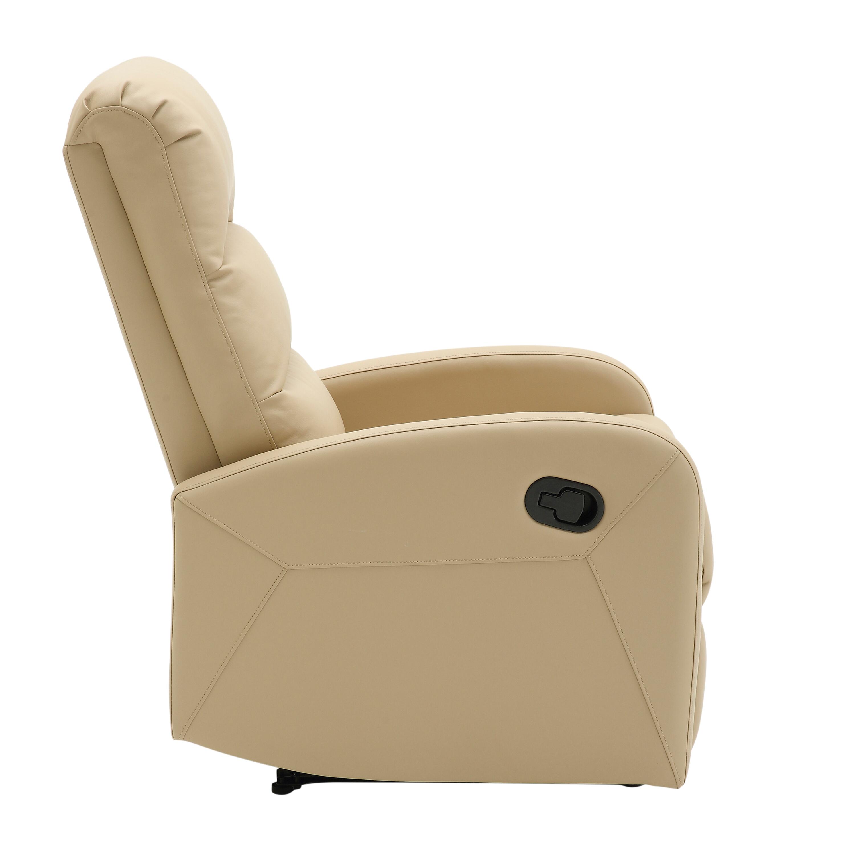 Dormi Faux Leather Contemporary Recliner, Beige, large