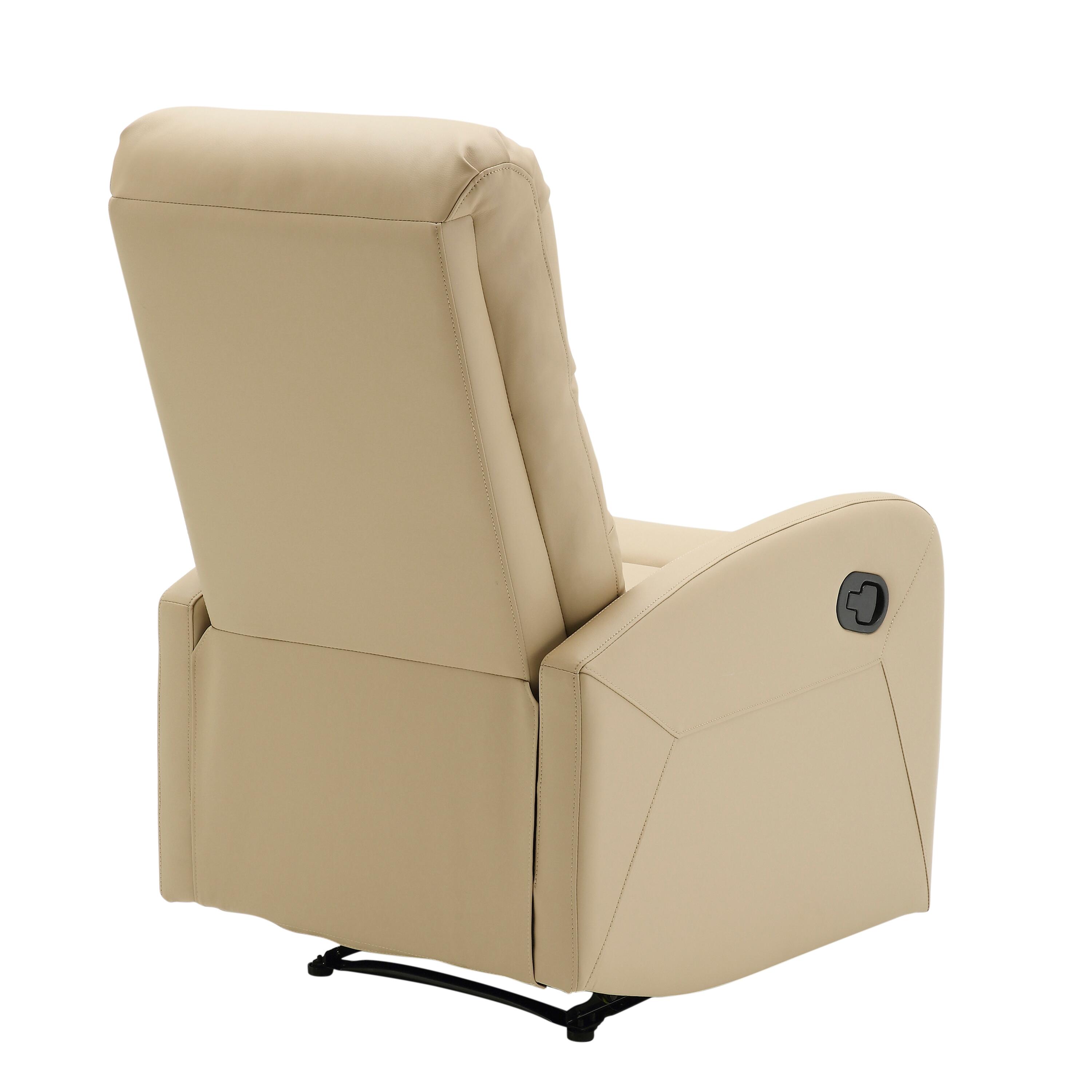 Dormi Faux Leather Contemporary Recliner, Beige, large