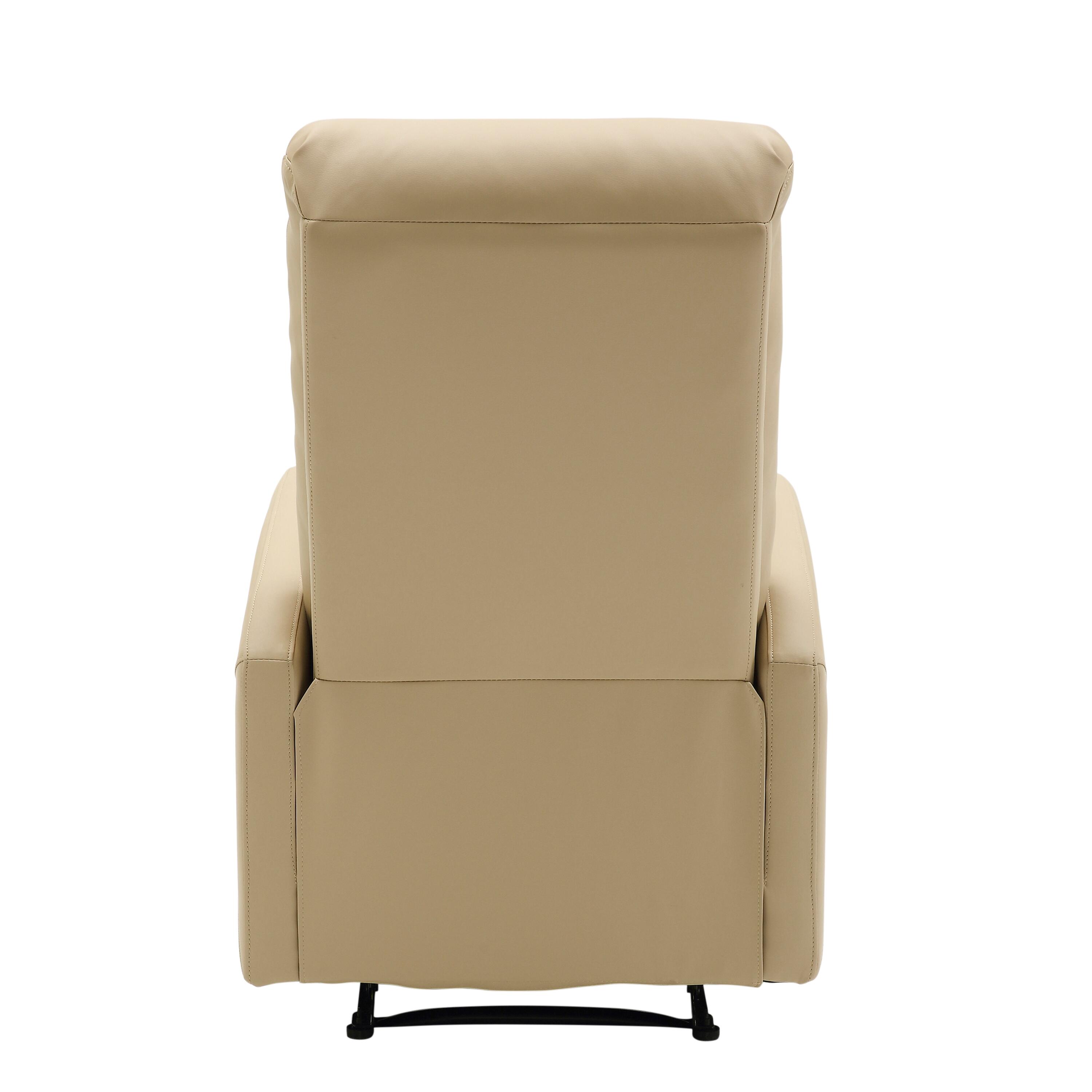 Dormi Faux Leather Contemporary Recliner, Beige, large