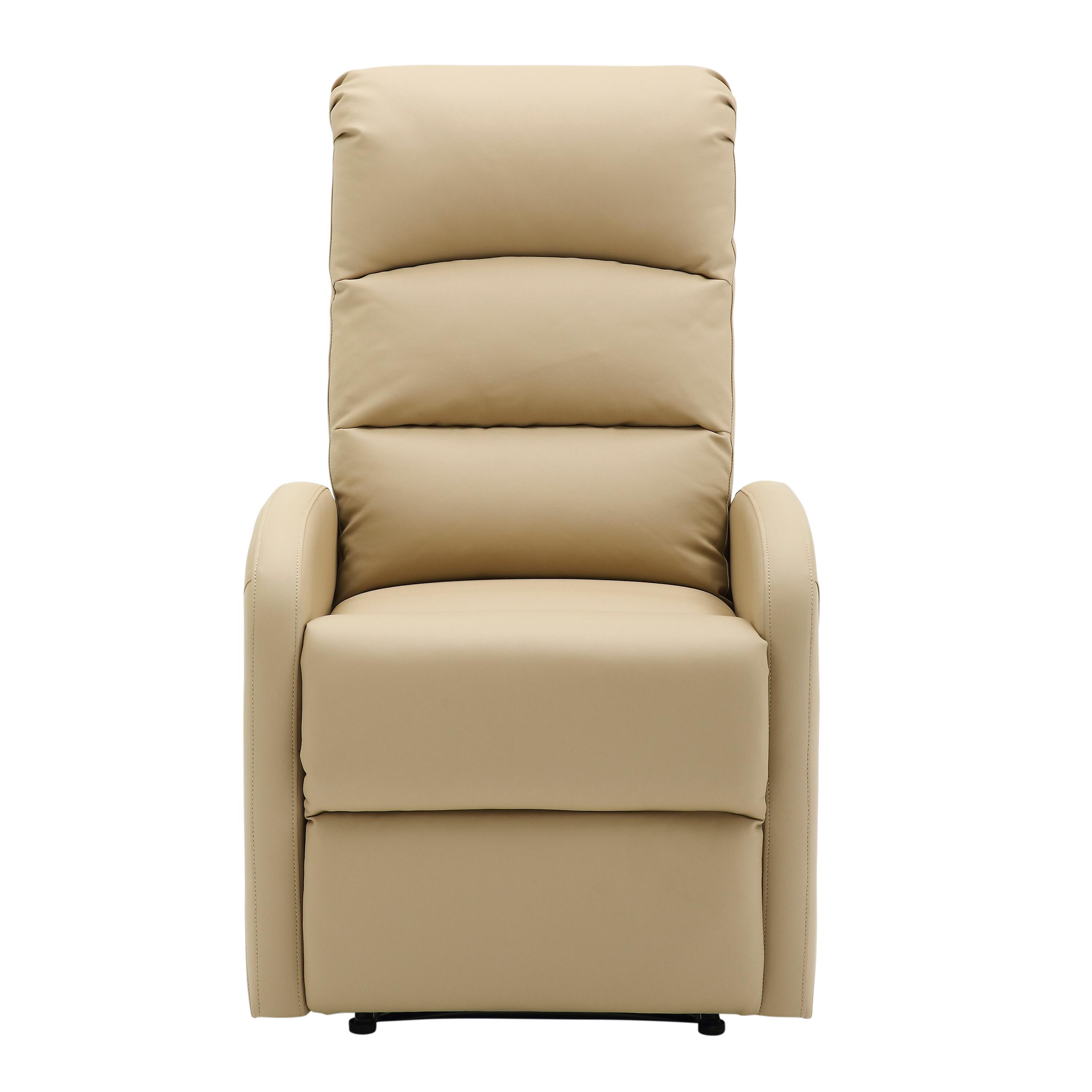 Dormi Faux Leather Contemporary Recliner, Beige, large