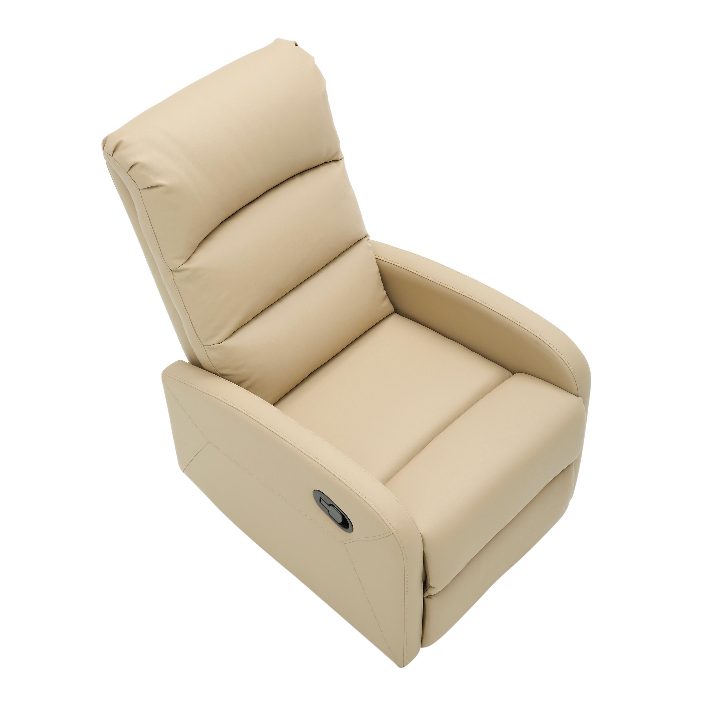 Dormi Faux Leather Contemporary Recliner, Beige, large