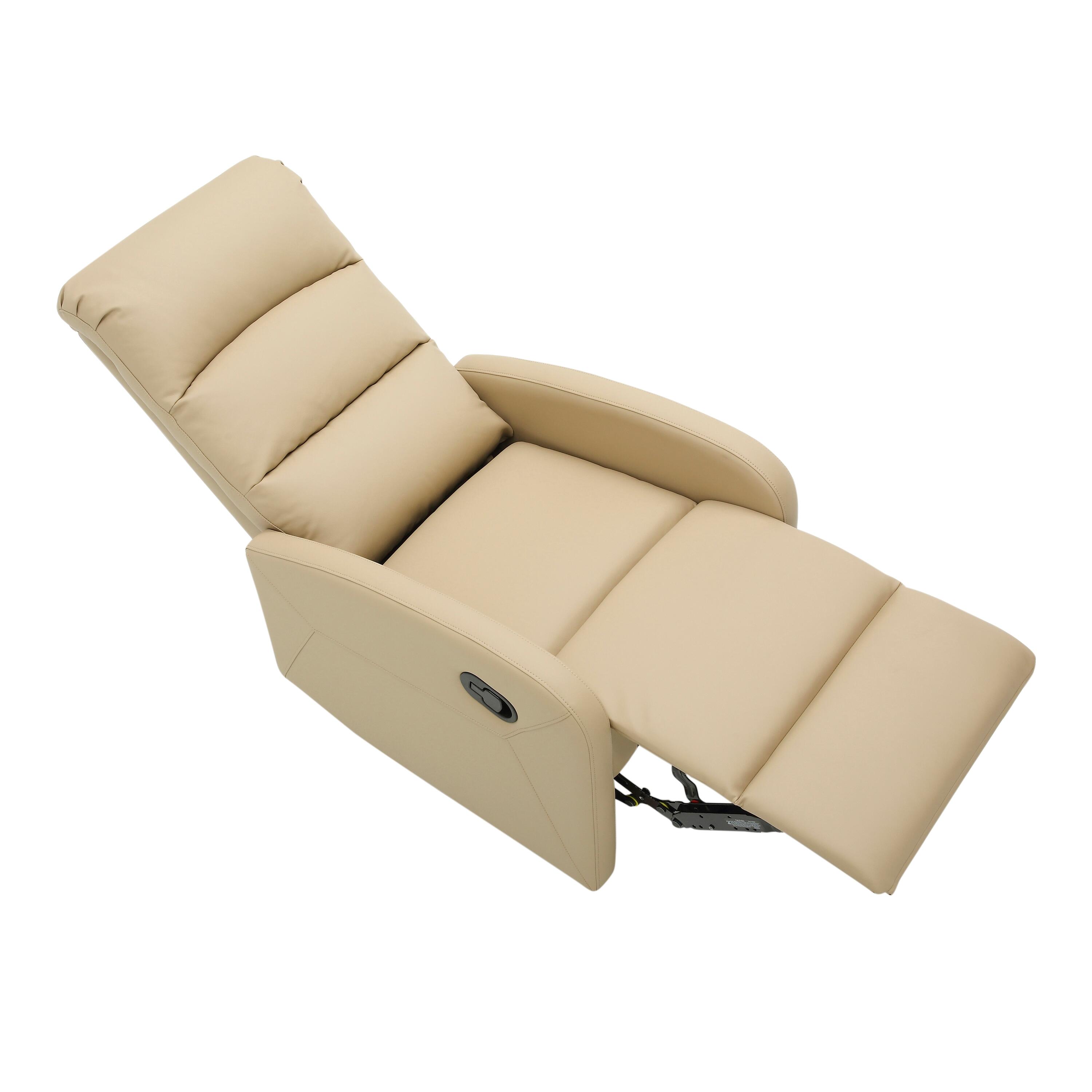 Dormi Faux Leather Contemporary Recliner, Beige, large