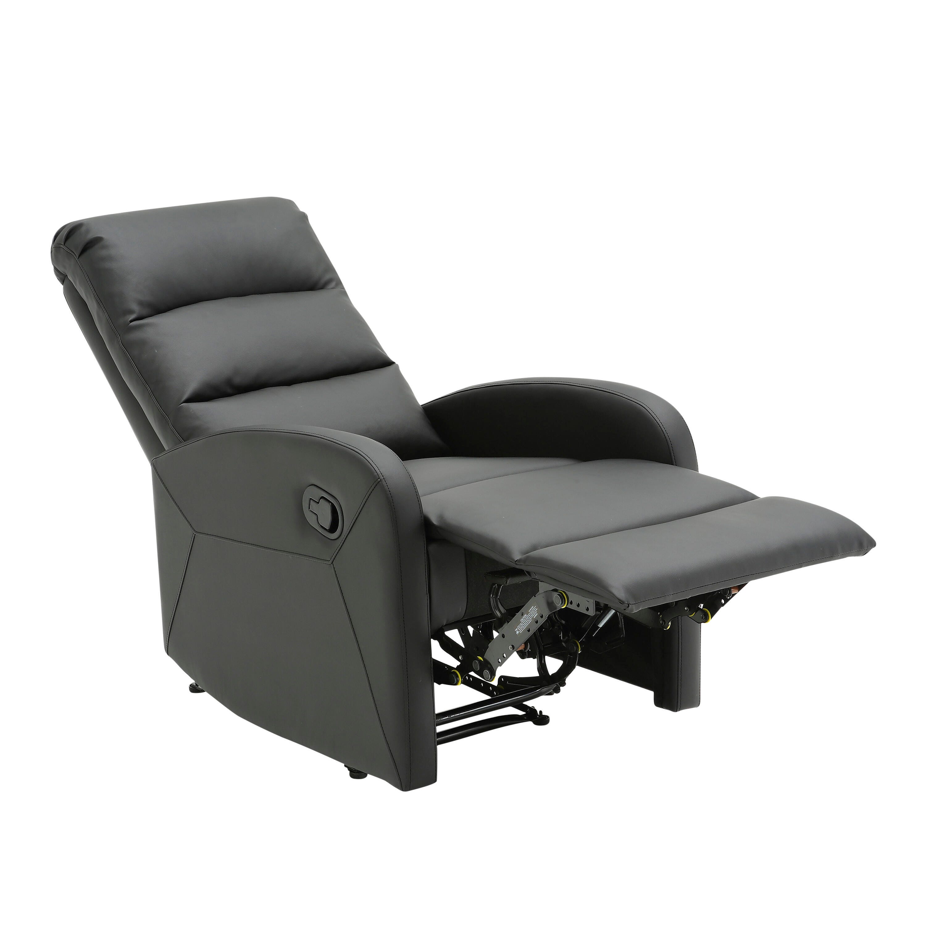 Dormi Faux Leather Contemporary Recliner, Black, large