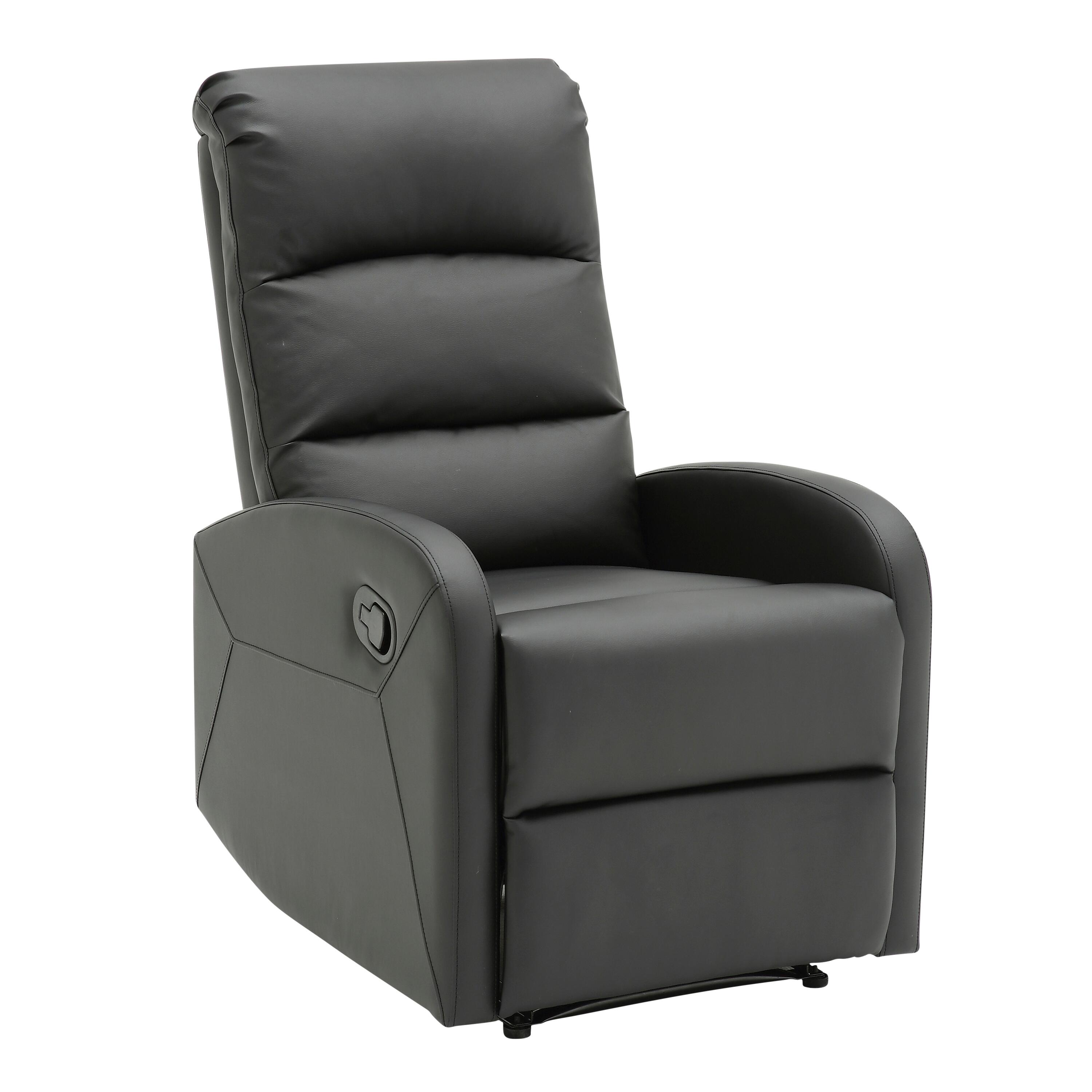 Dormi Faux Leather Contemporary Recliner, Black, large