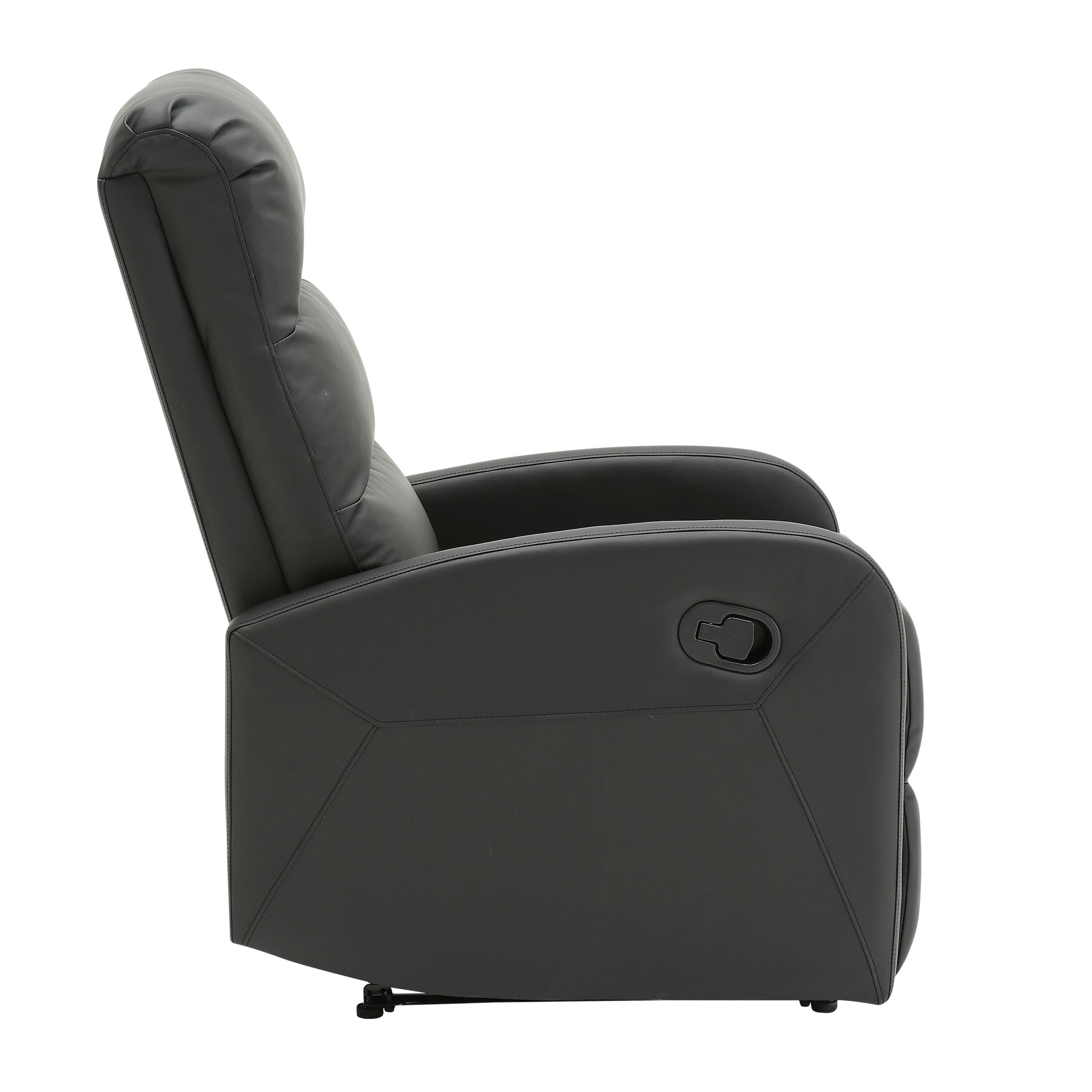 Dormi Faux Leather Contemporary Recliner, Black, large