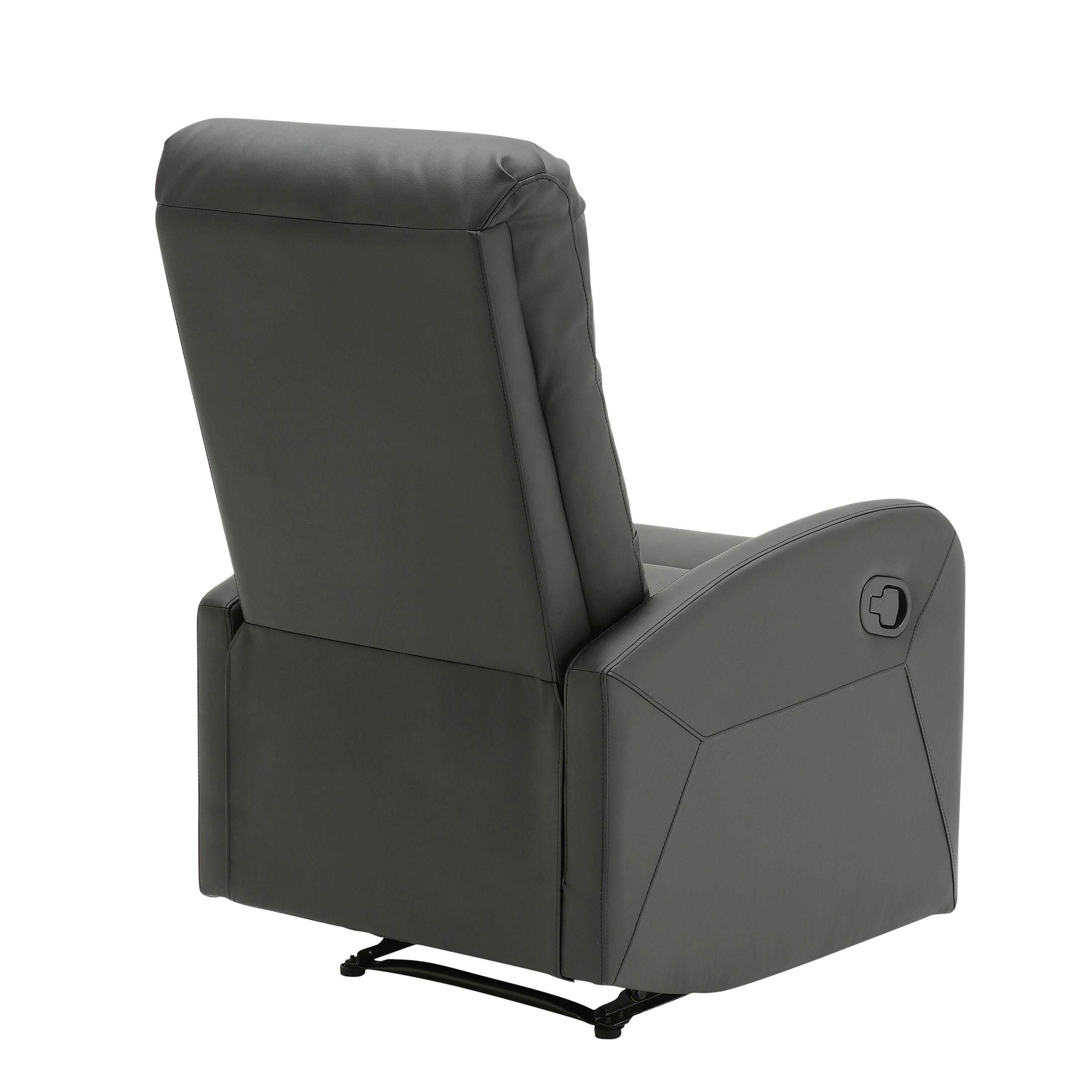 Dormi Faux Leather Contemporary Recliner, Black, large
