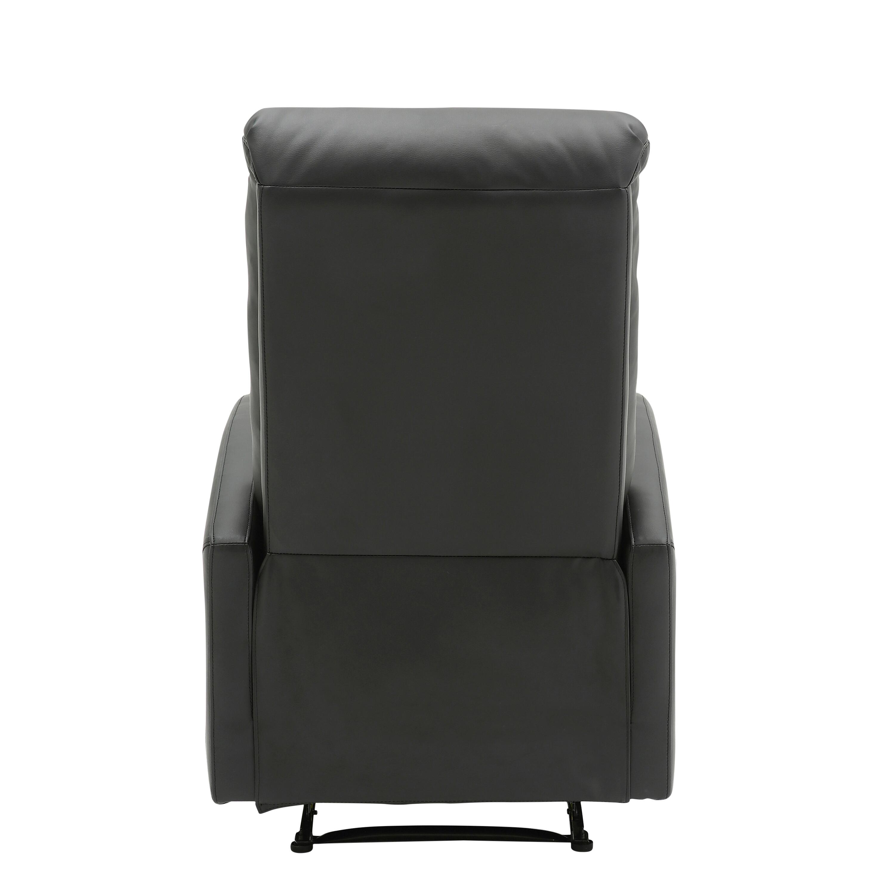 Dormi Faux Leather Contemporary Recliner, Black, large