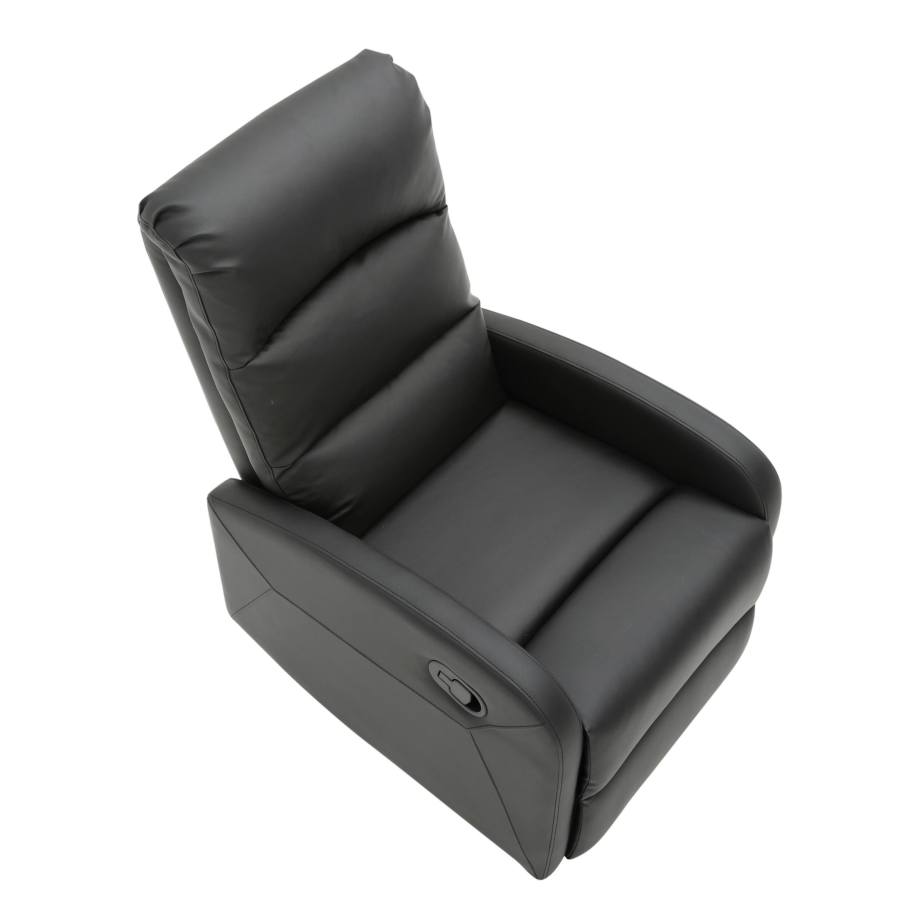 Dormi Faux Leather Contemporary Recliner, Black, large