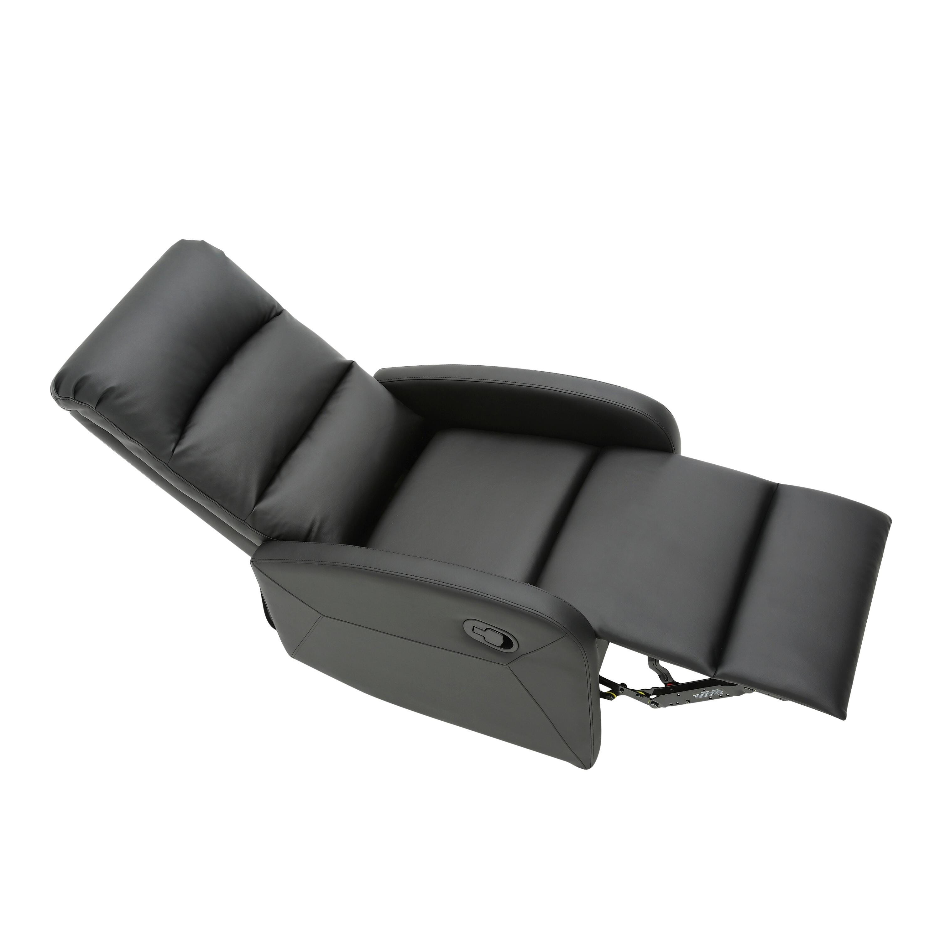 Dormi Faux Leather Contemporary Recliner, Black, large